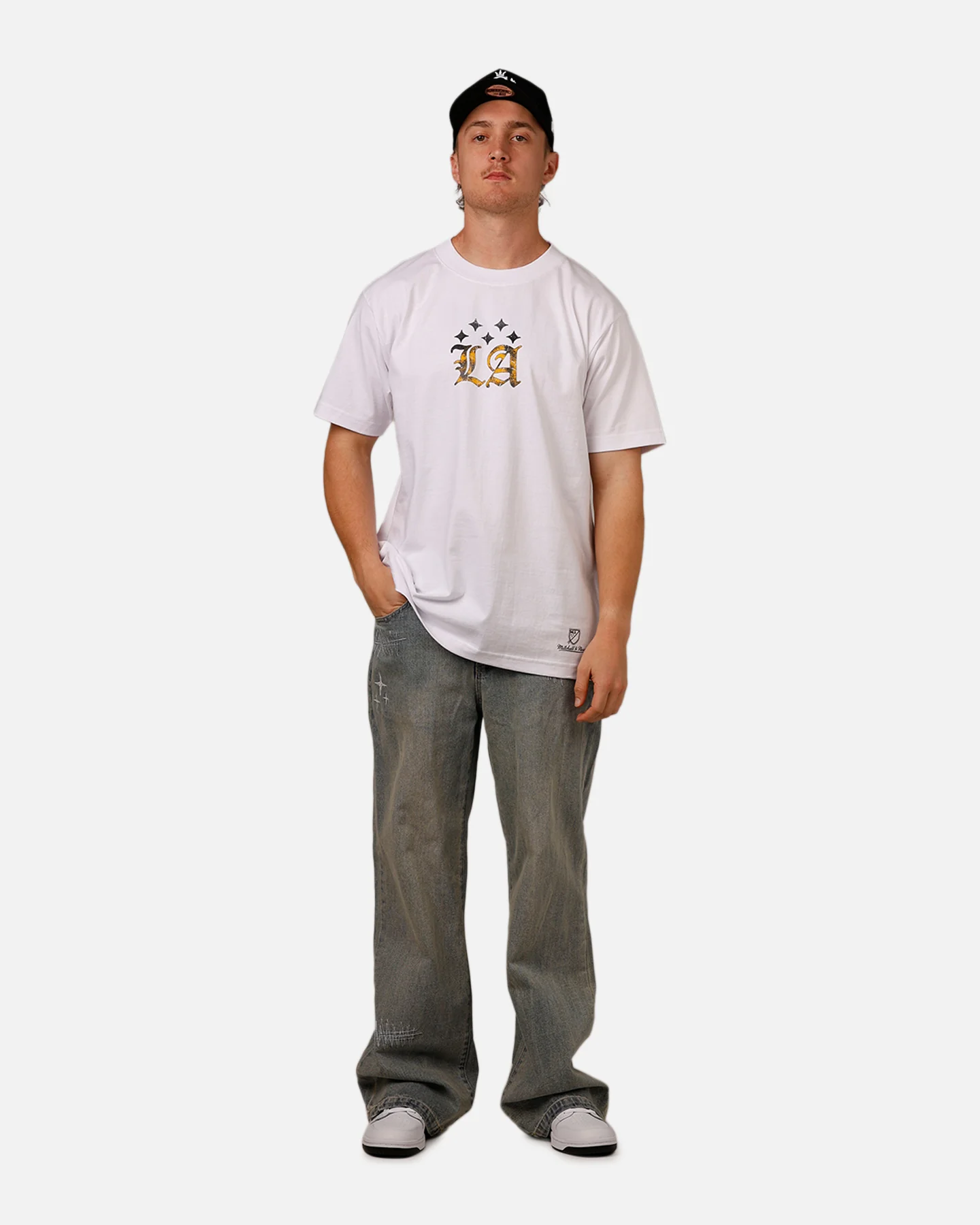 Mitchell & Ness X Los Angeles Galaxy X Culture Kings LA Wordmark T-Shirt White - Image 3