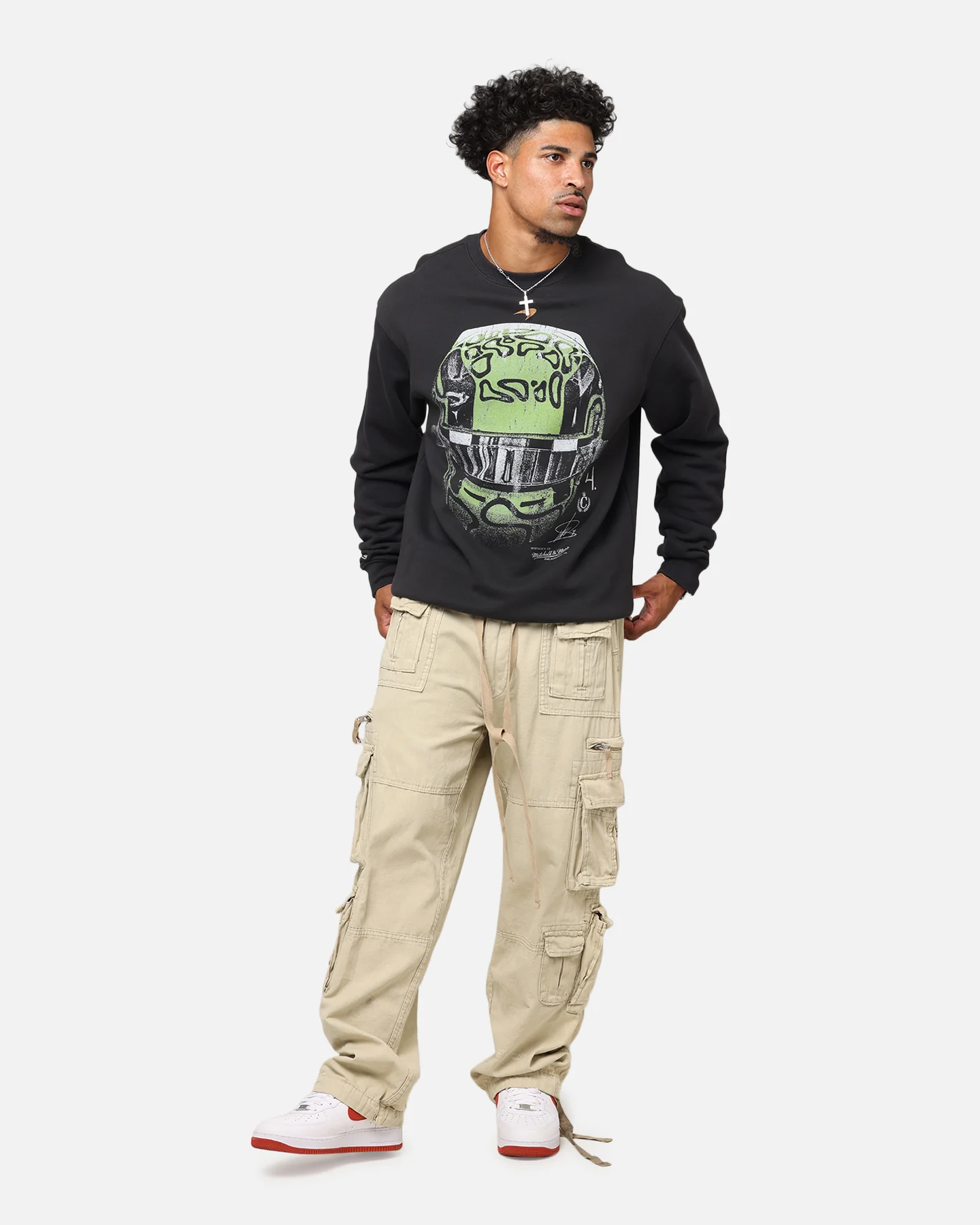 Mitchell & Ness X Mclaren Lando Norris Helmet Crewneck Faded Black - Image 3