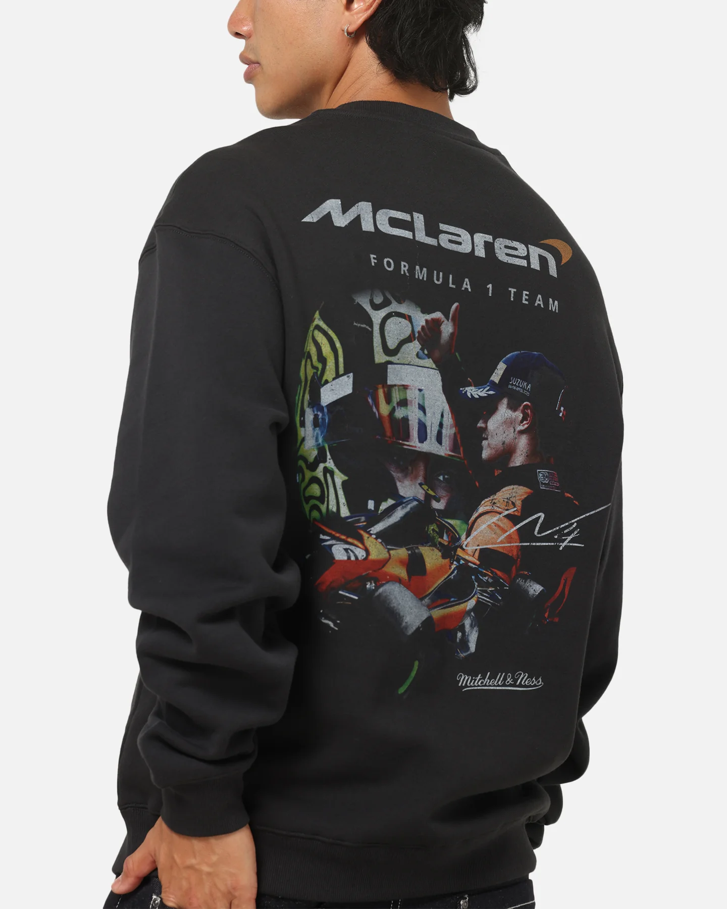 Mitchell & Ness X Mclaren Lando Norris Signature Crewneck Washed Black - Image 8