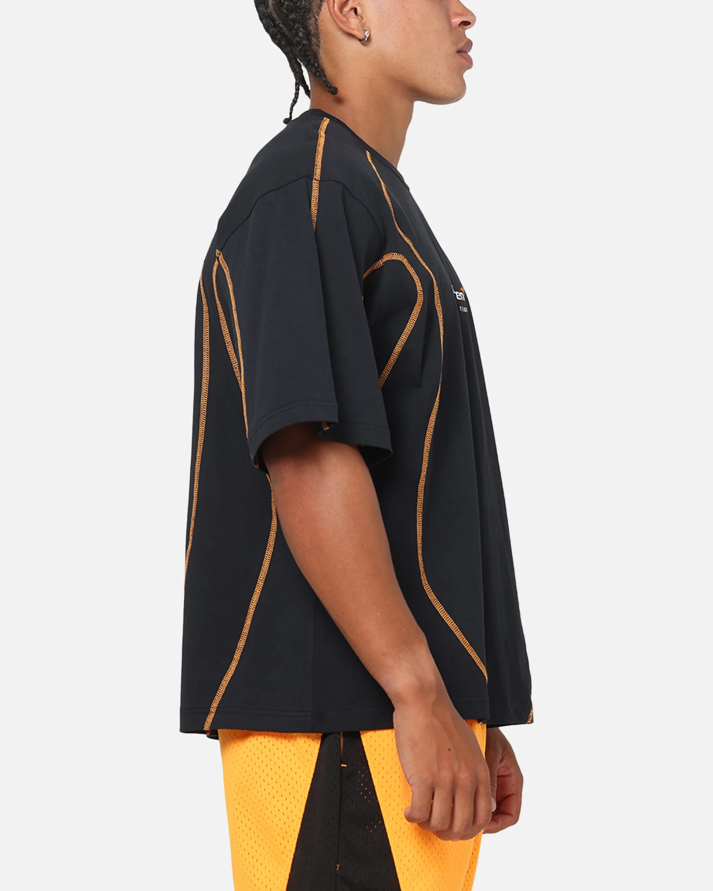 Mitchell & Ness X Mclaren Panel T-Shirt Black/Papaya - Image 4
