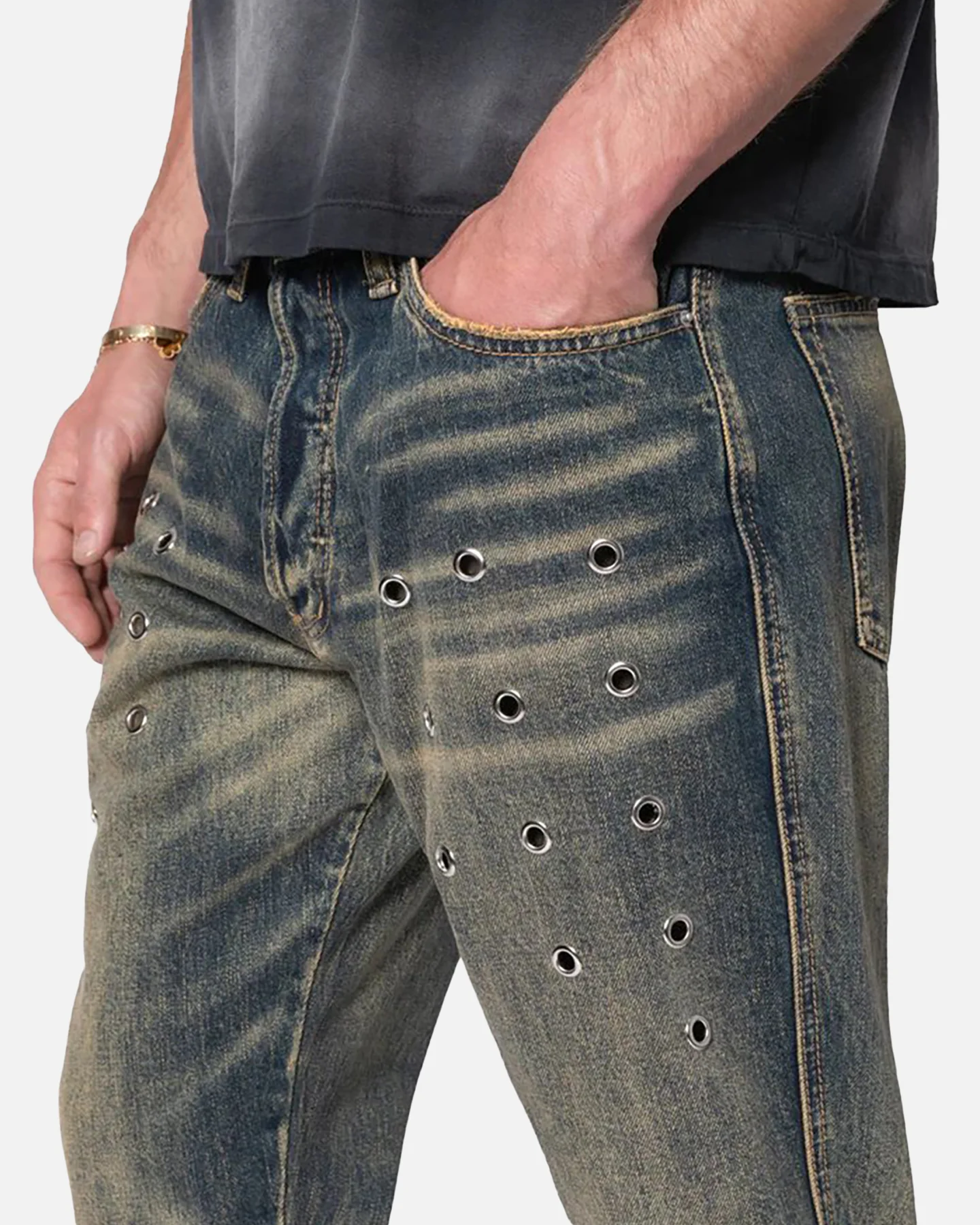 MNML B384 Flare Denim Jeans Rust - Image 5