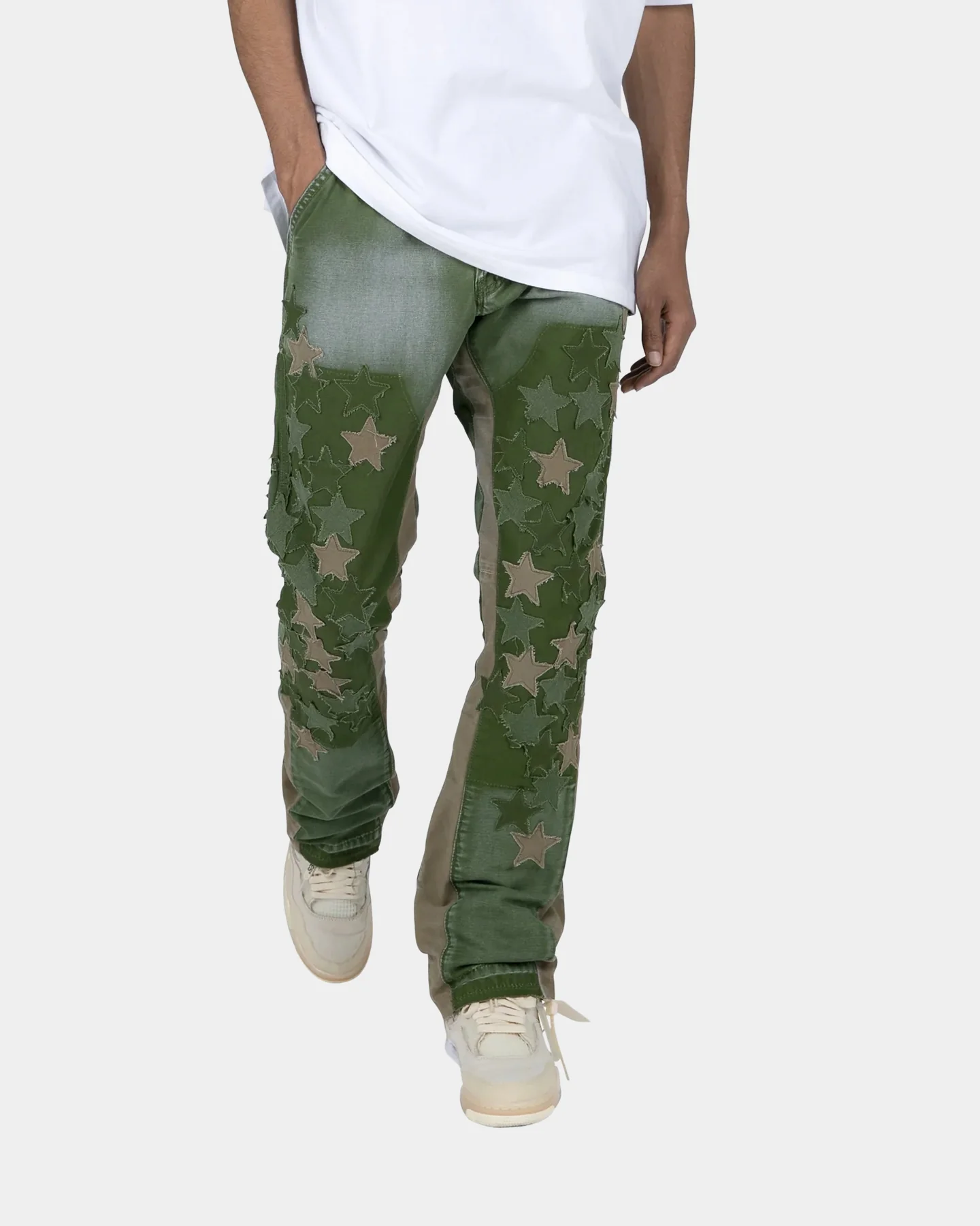 MNML B451 Star Flare Denim Pants Olive - Image 2