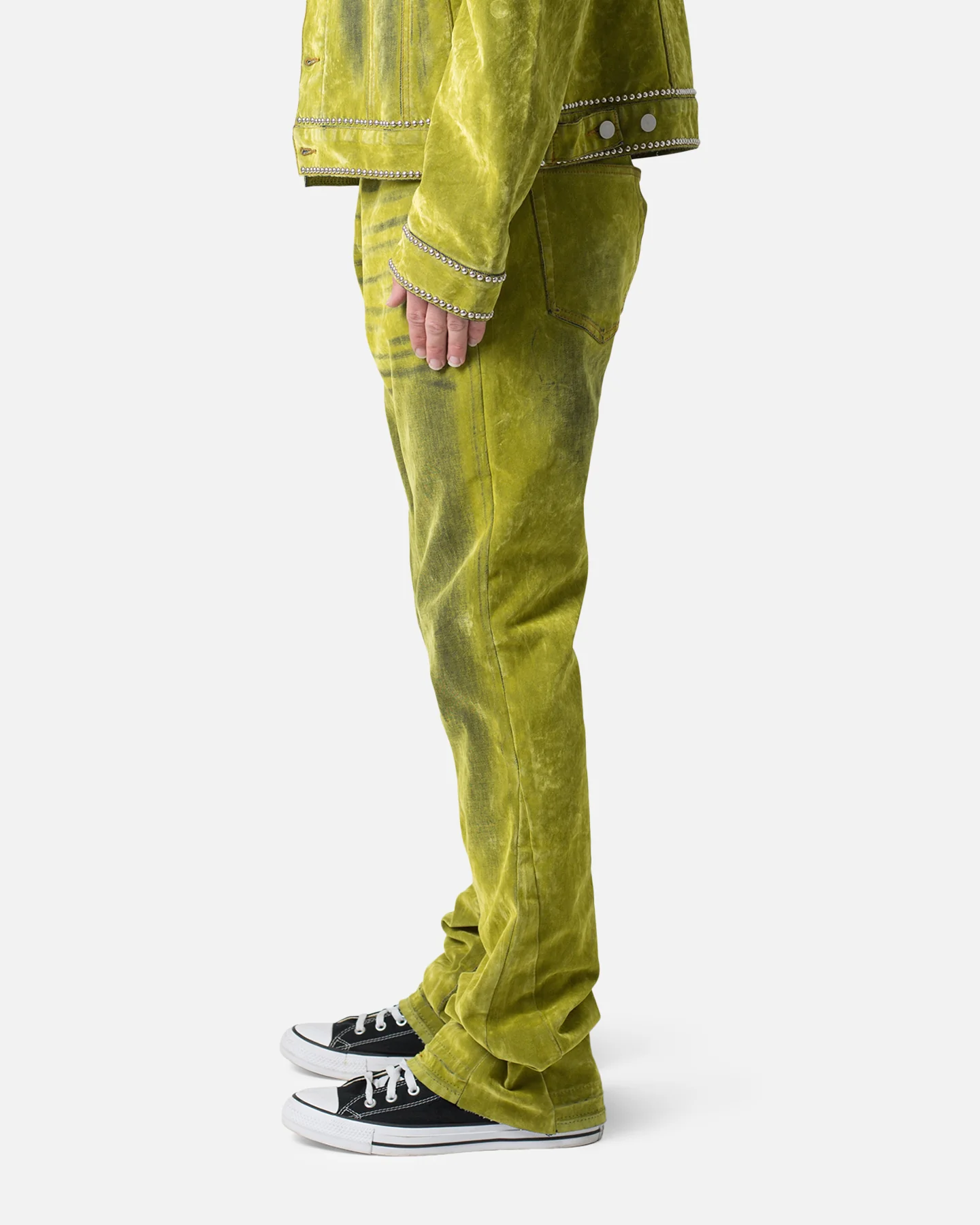 MNML B576 Flare Denim Jeans Green - Image 3