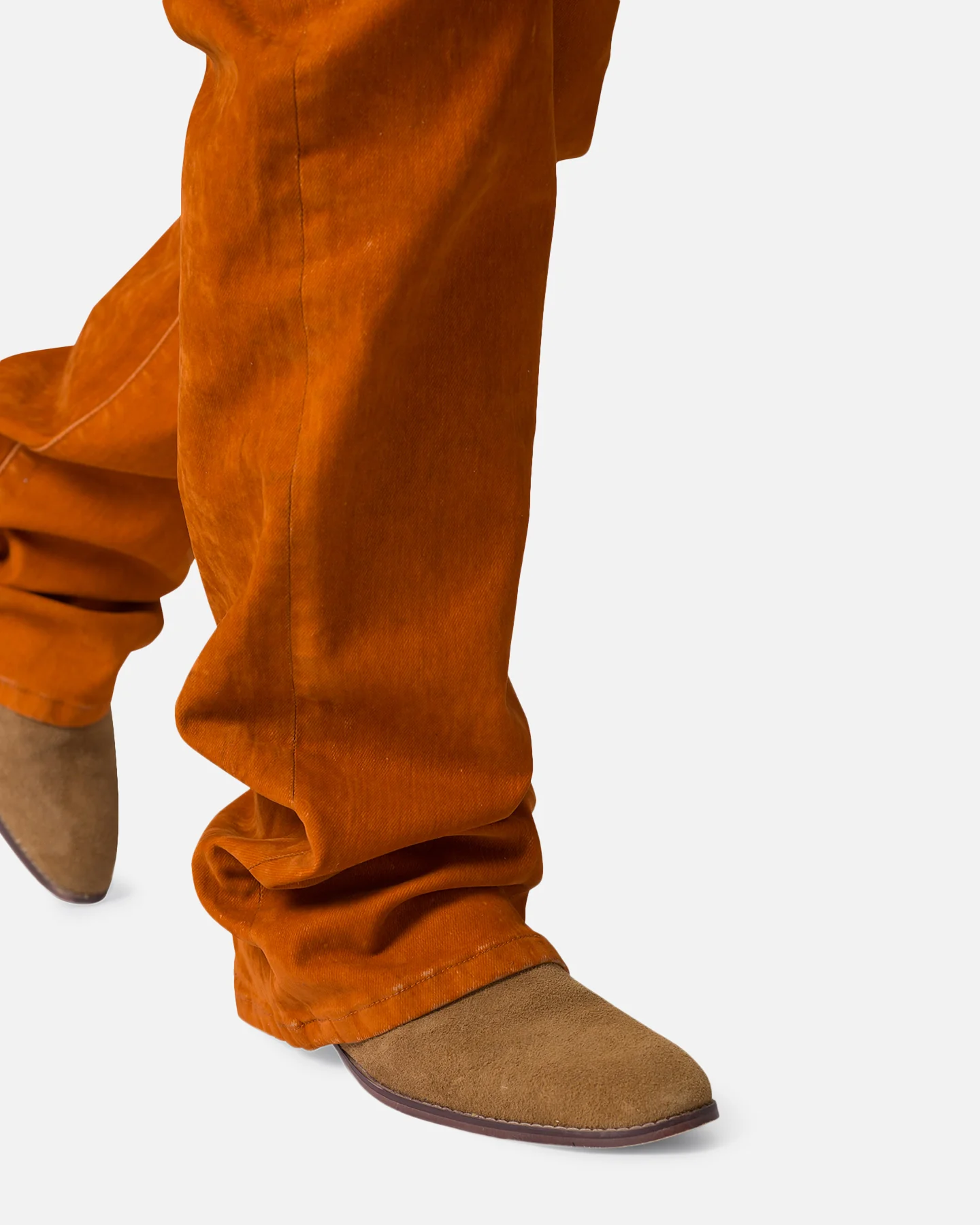 MNML B577 Suede Flare Denim Jeans Rust - Image 6