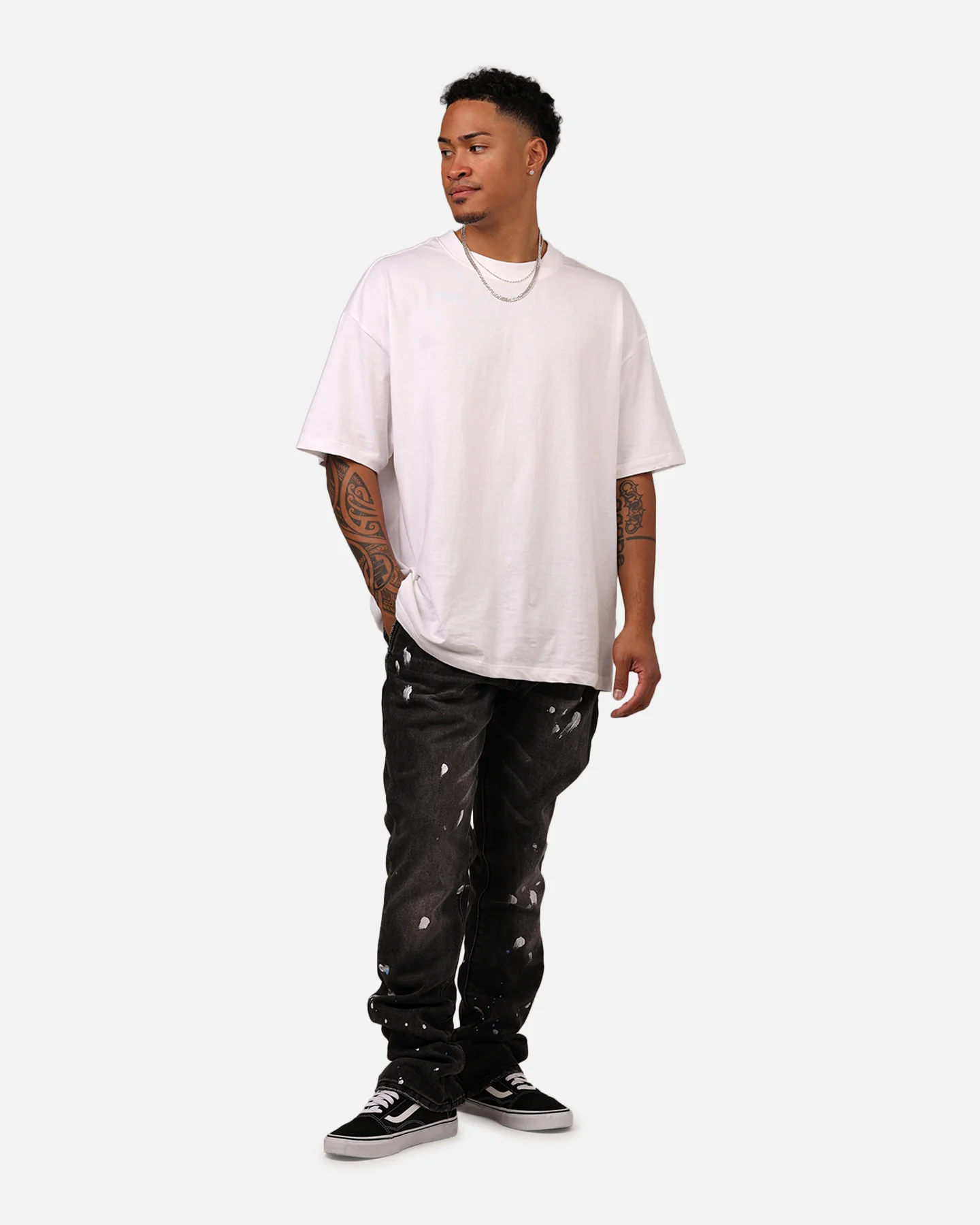 MNML B679 Worn In Painted Pants Washed Black - Image 2