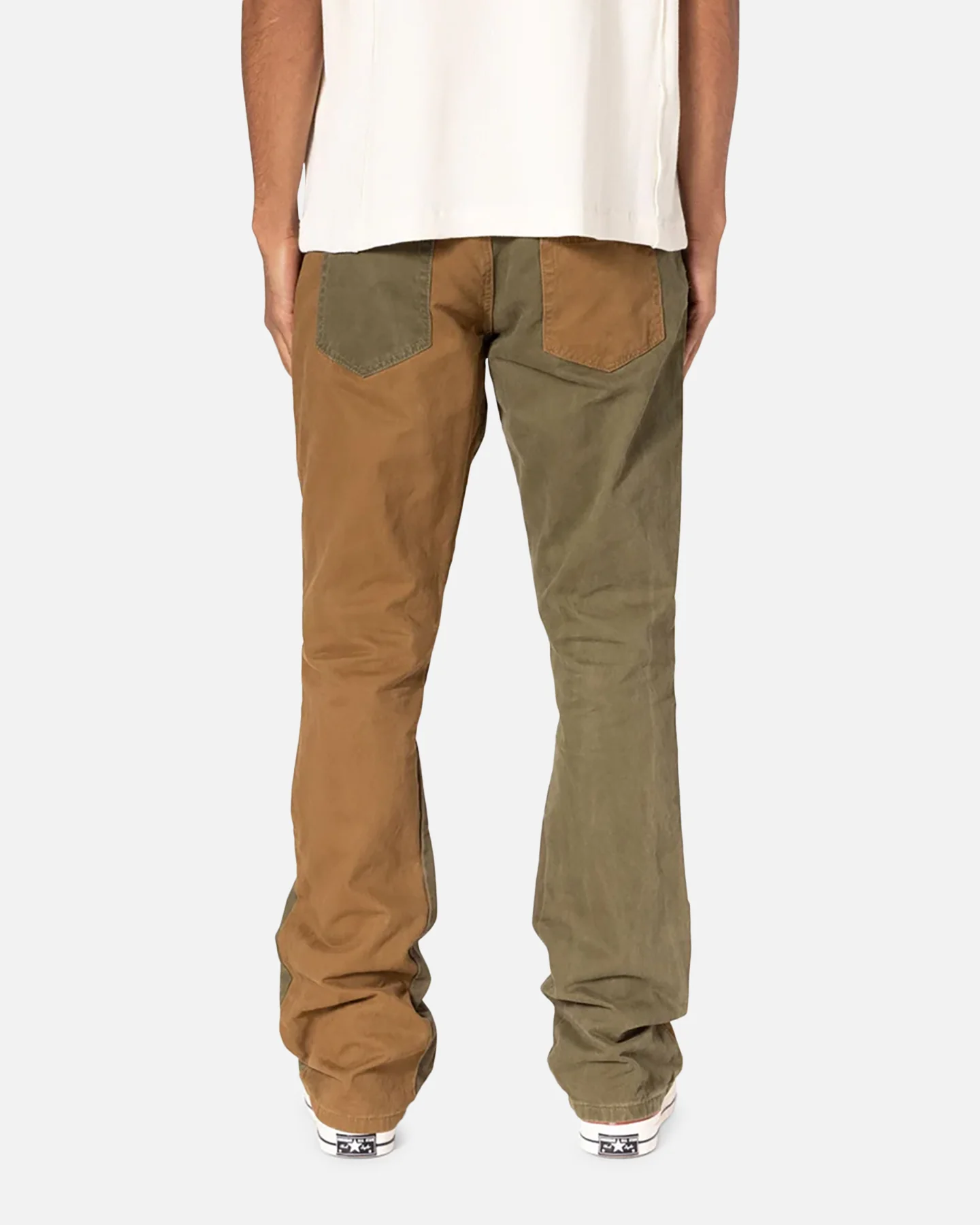 MNML B680 Colour Block Denim Jeans Olive - Image 4