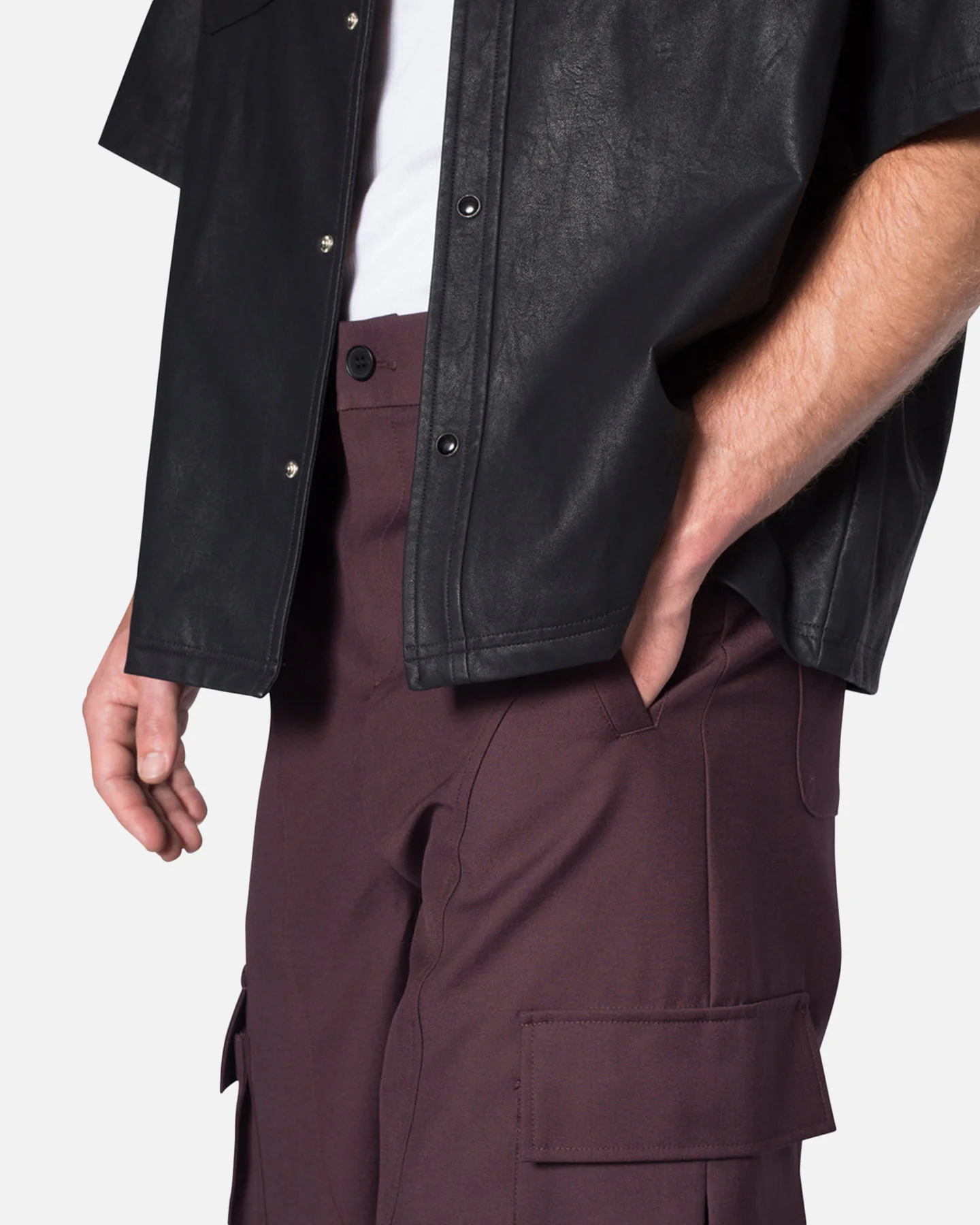 MNML Baggy Cargo Trouser Pants Burgundy - Image 5