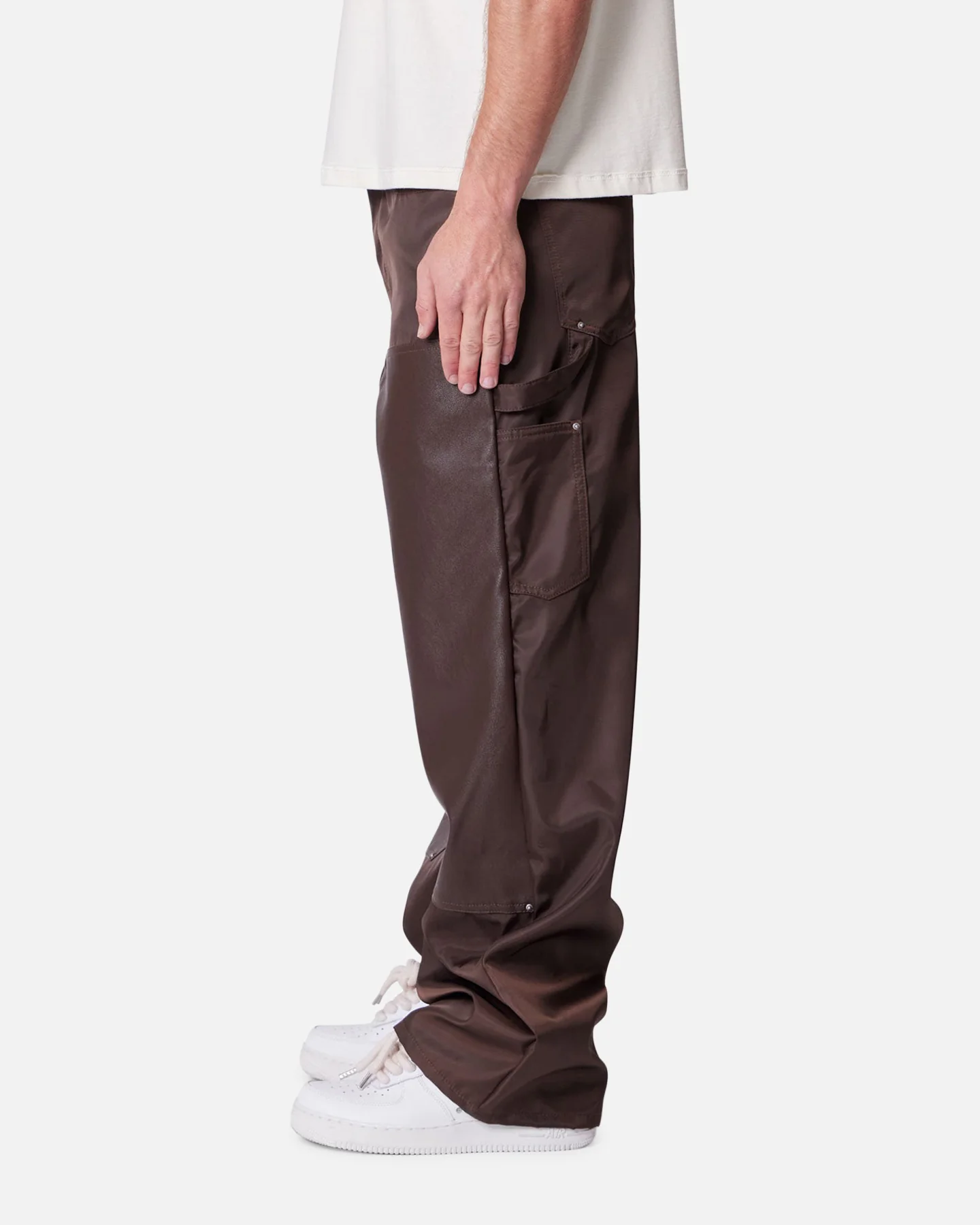 MNML Baggy Nylon Double Knee Pants Brown - Image 3
