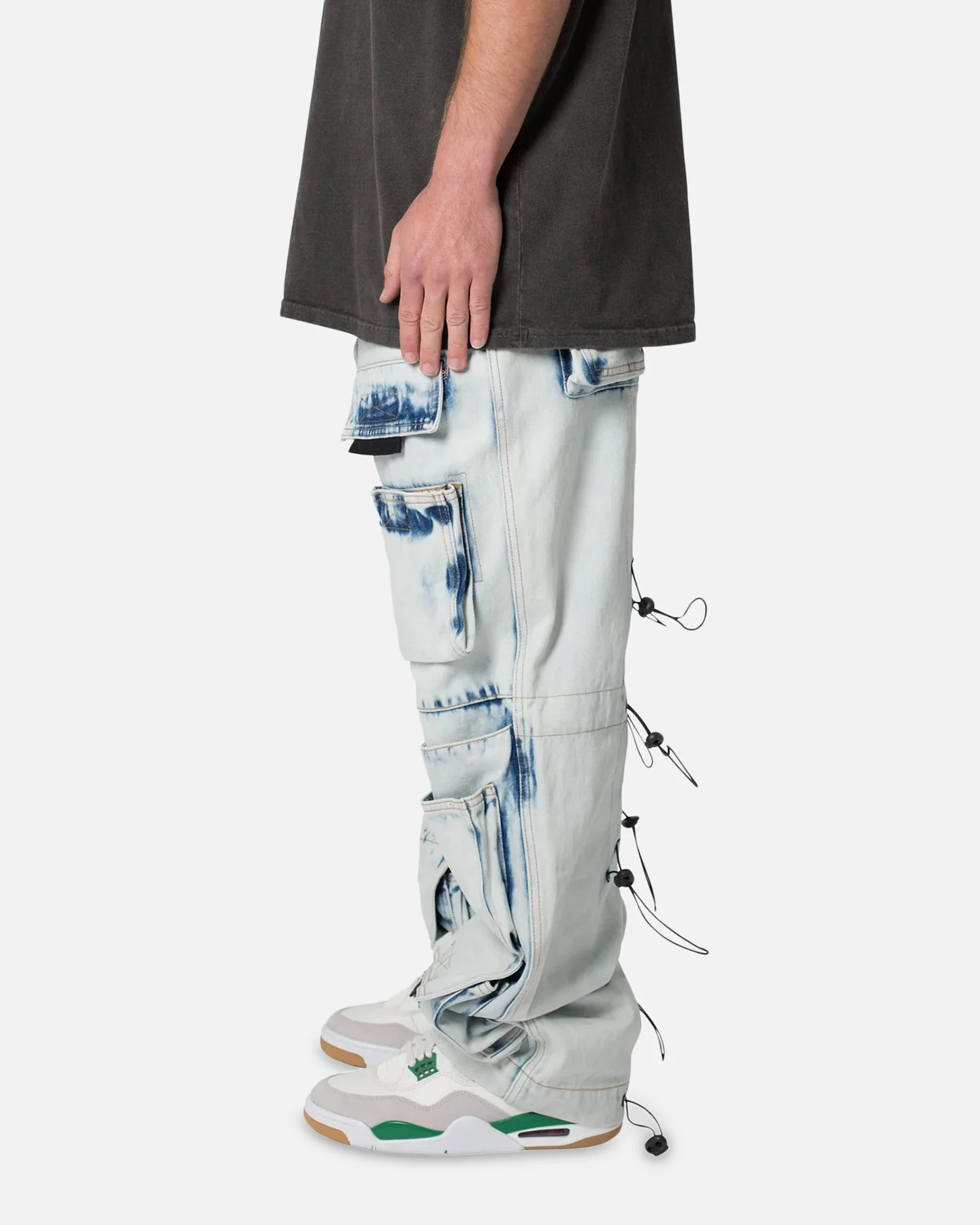 MNML Baggy Skater Cargo Denim Jeans Blue - Image 3