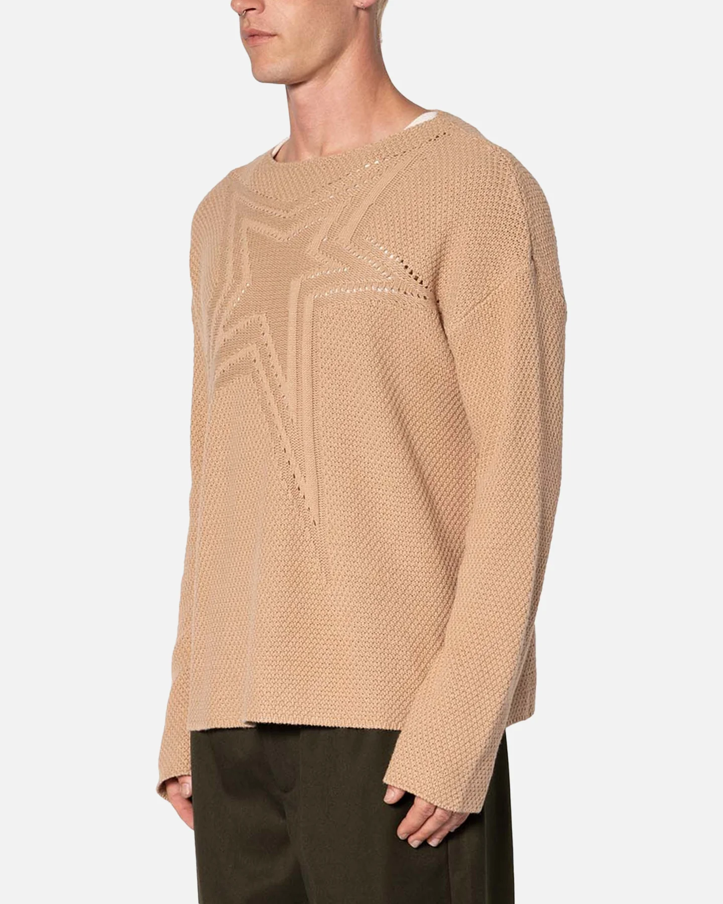 MNML Boat Neck Star Sweater Tan - Image 2