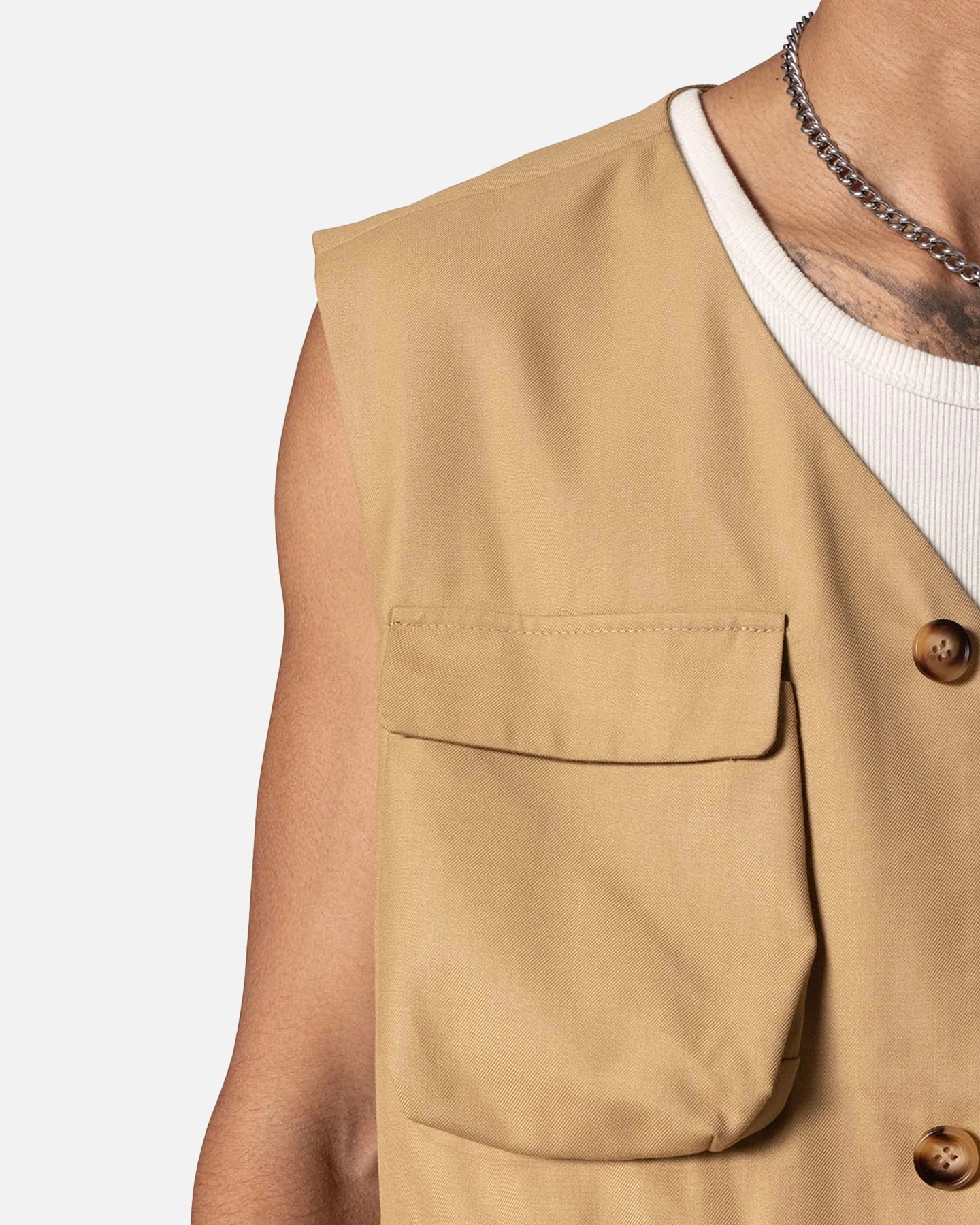 MNML Bounded Gabardine Vest Tan - Image 6