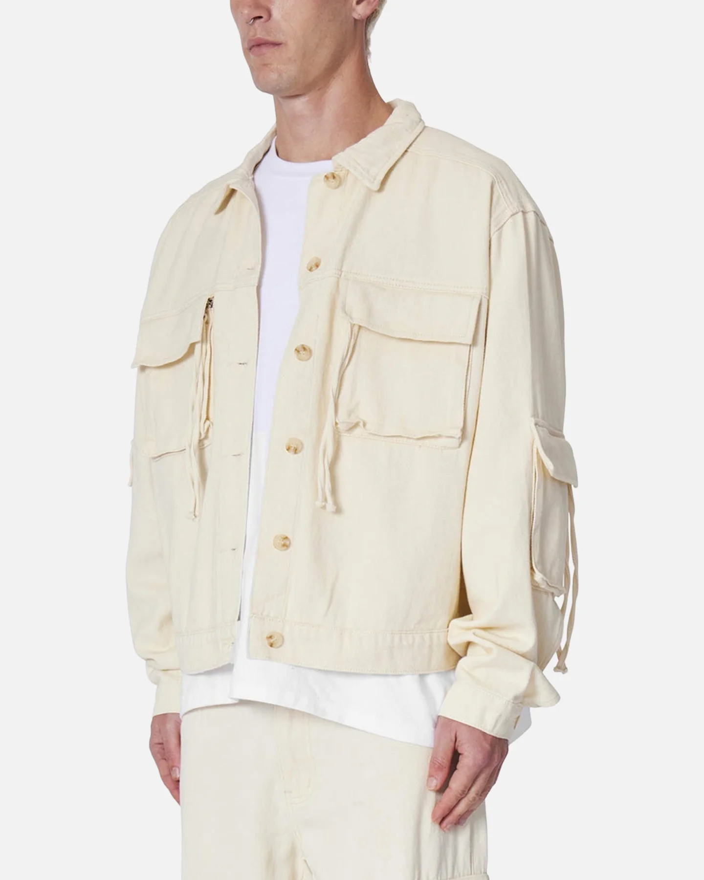 MNML Brushed Twill Cargo Jacket Khaki - Image 2