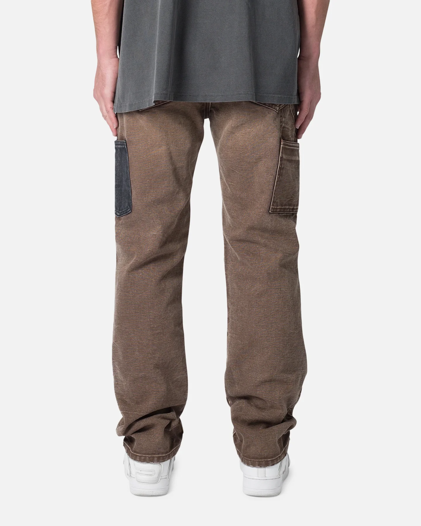MNML Contrast Double Knee Denim Jeans Brown - Image 4