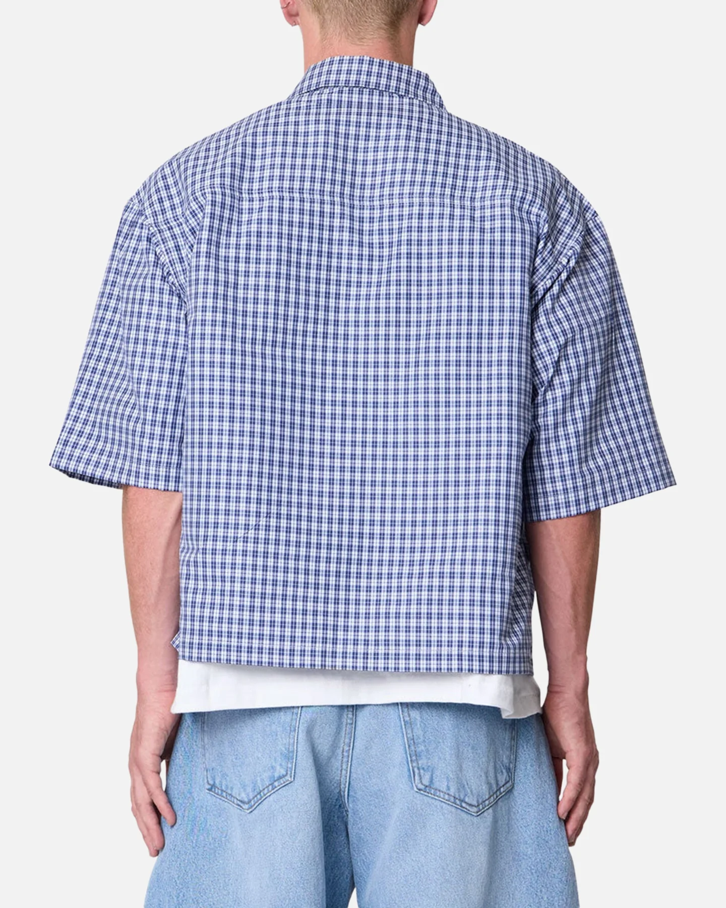 MNML Crispy Poplin Over Button Up Shirt Blue - Image 4