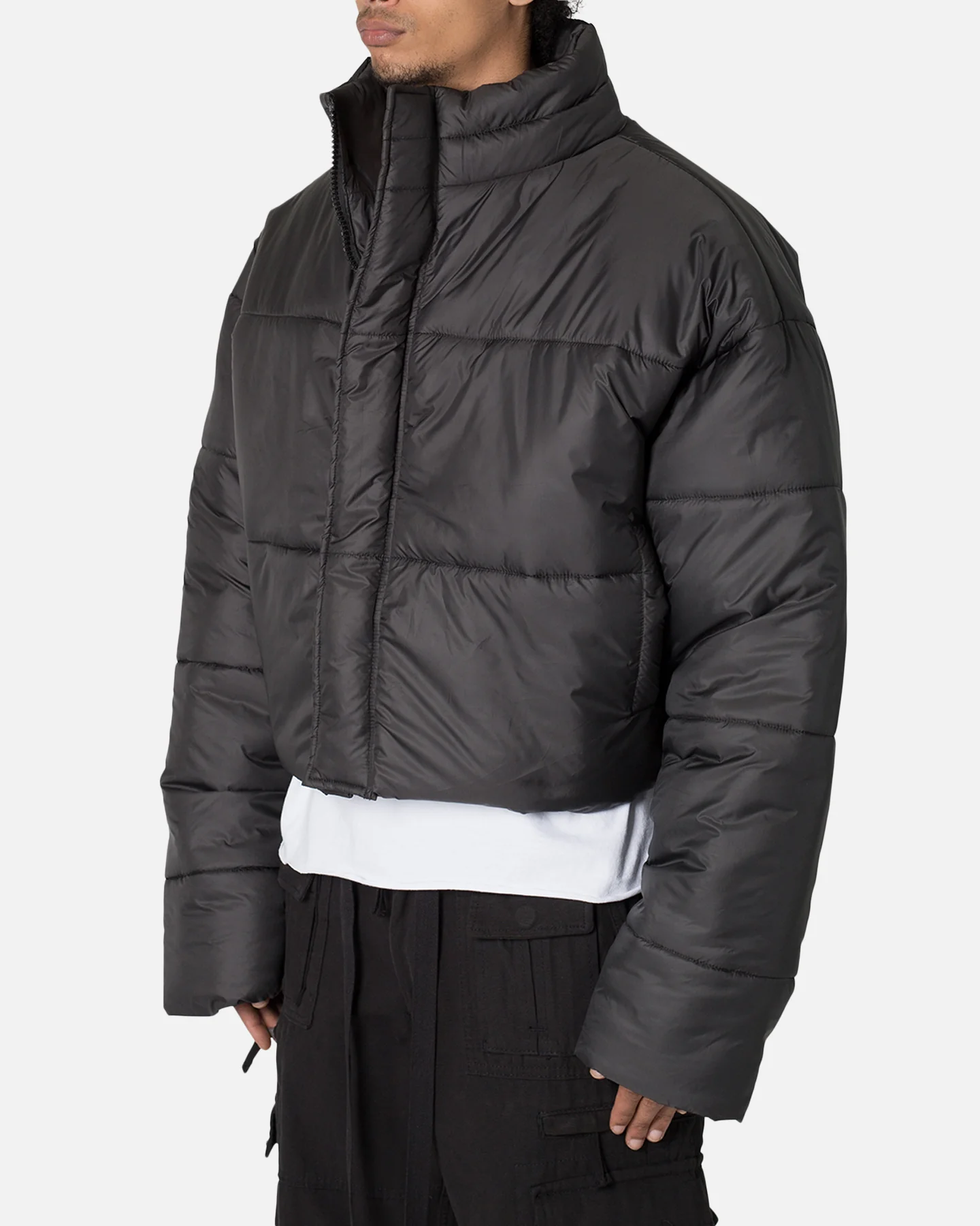 MNML Cropped Puffer II Jacket Black - Image 2
