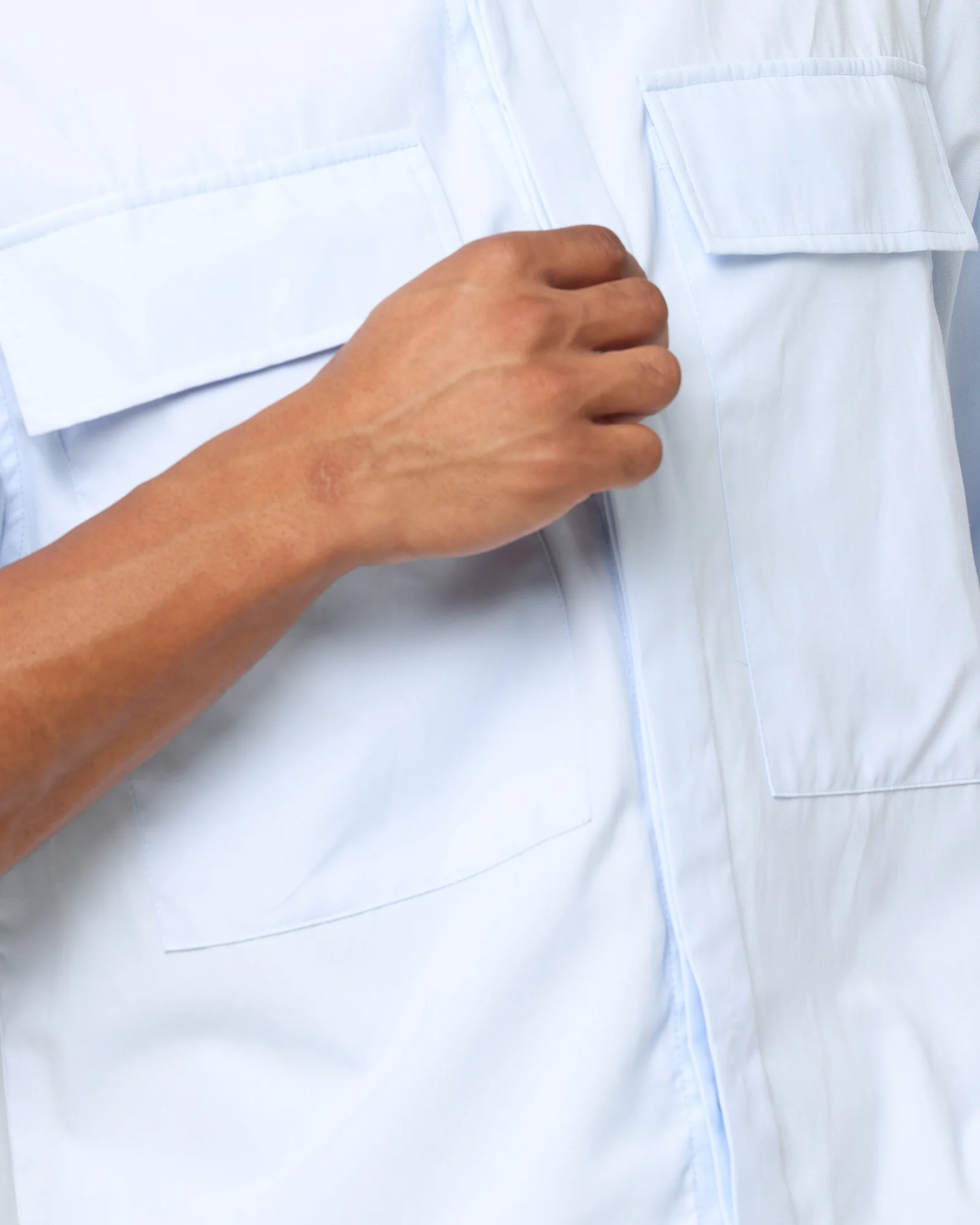 MNML Cropped Short Sleeve Shirt Light Blue - Image 6