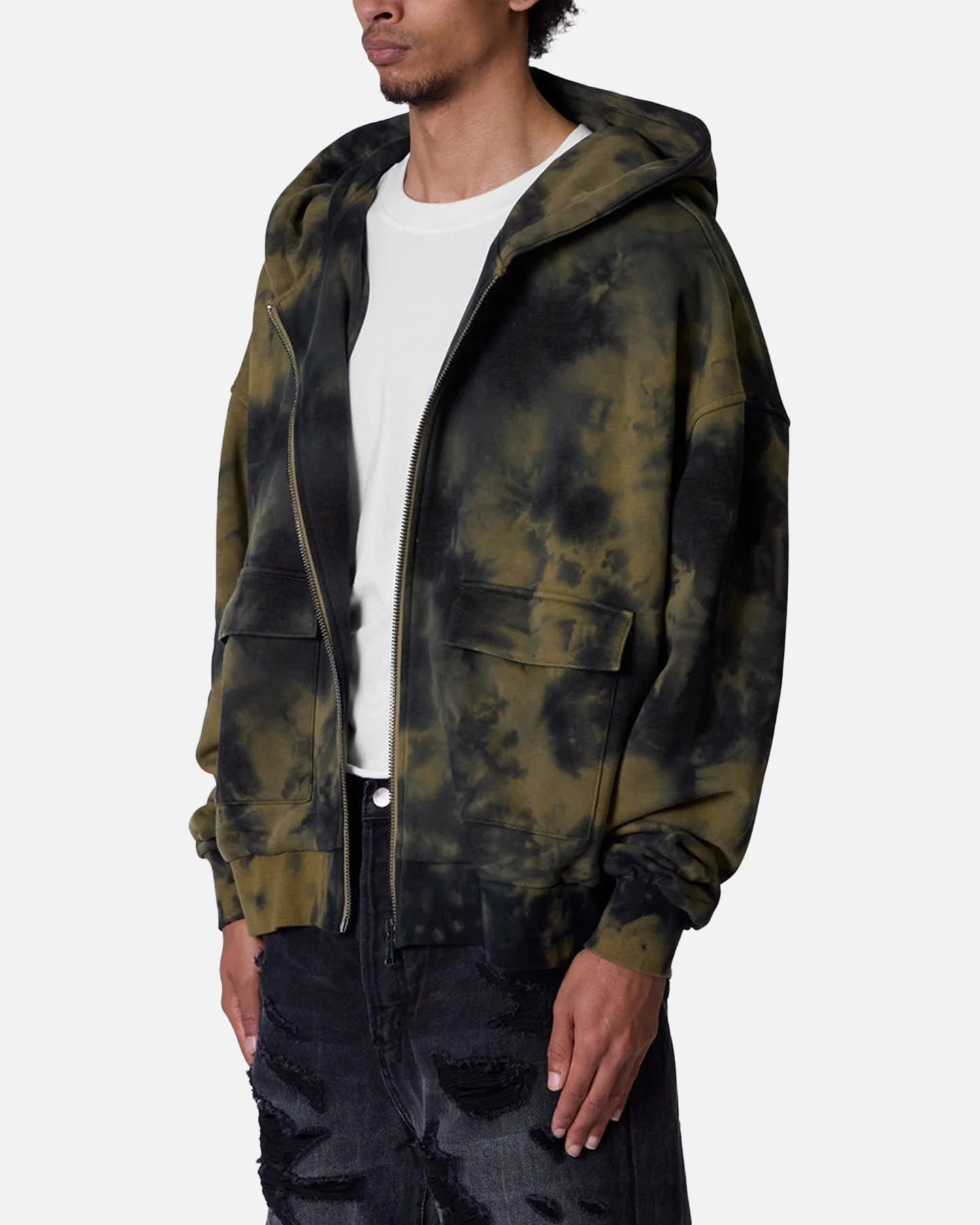MNML Crumple Tie Dye Hodie Olive - Image 2