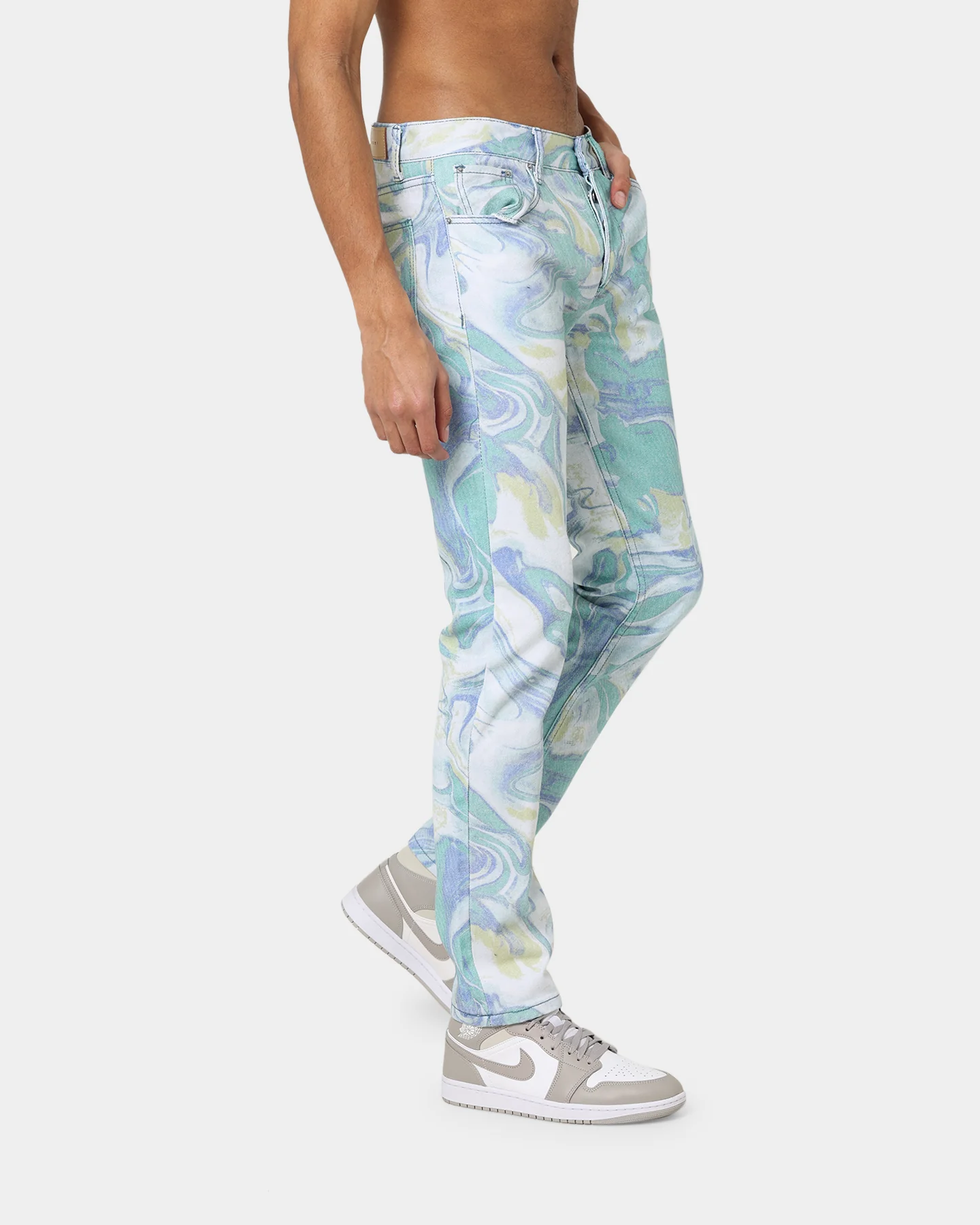 MNML D433 Spill Denim Jeans Blue/White - Image 5