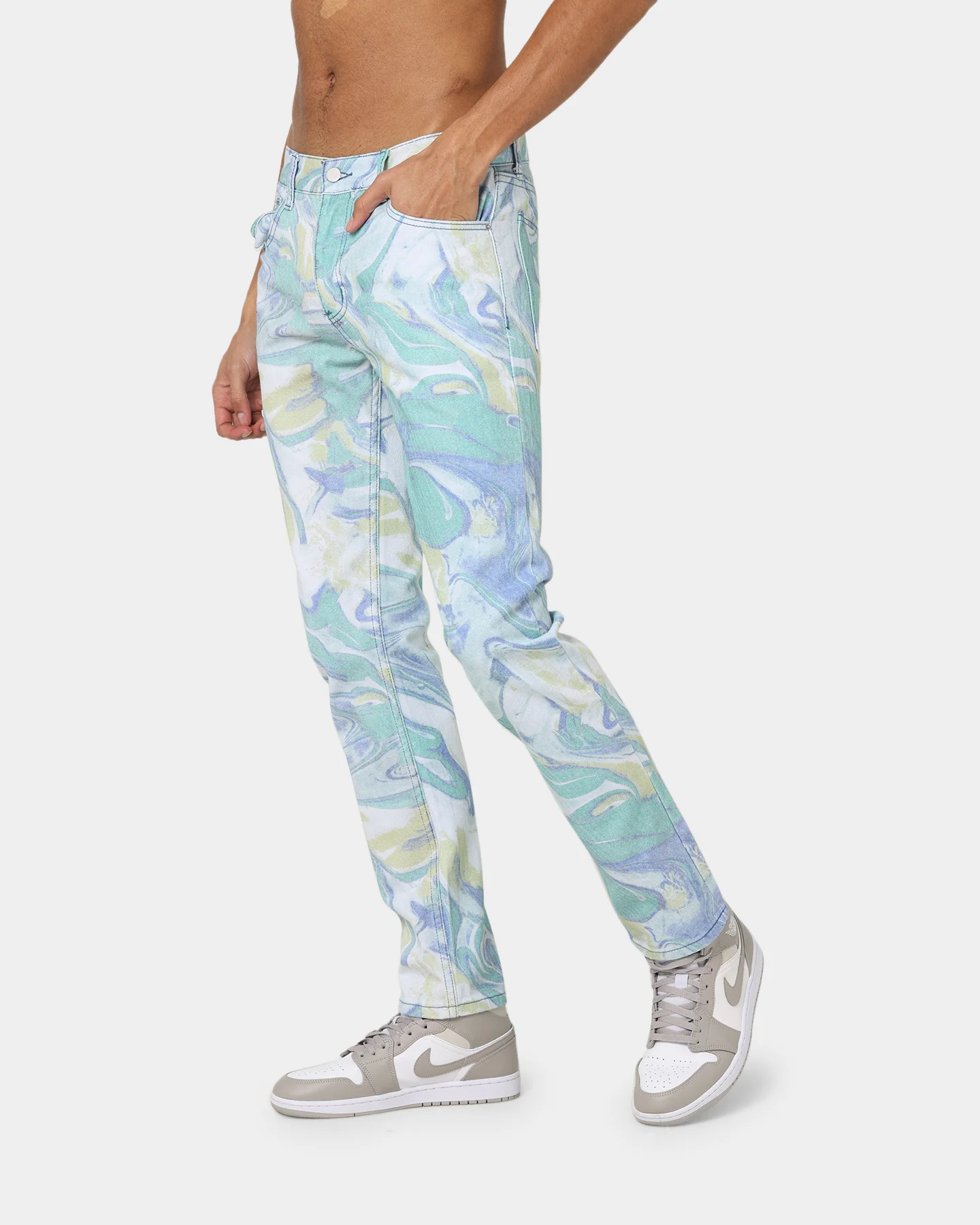 MNML D433 Spill Denim Jeans Blue/White - Image 6