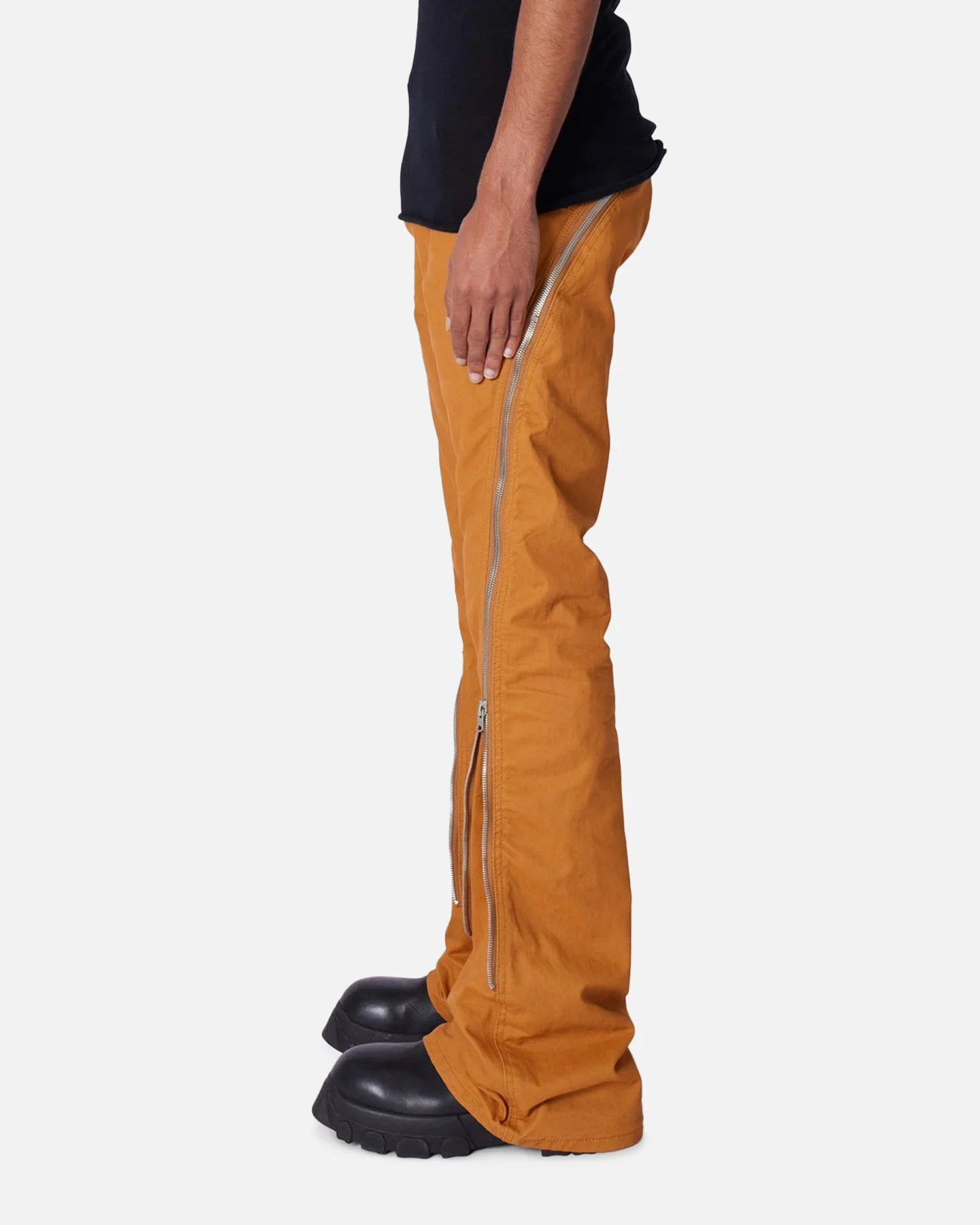MNML D519 Zipper Flare Denim Jeans Orange - Image 3