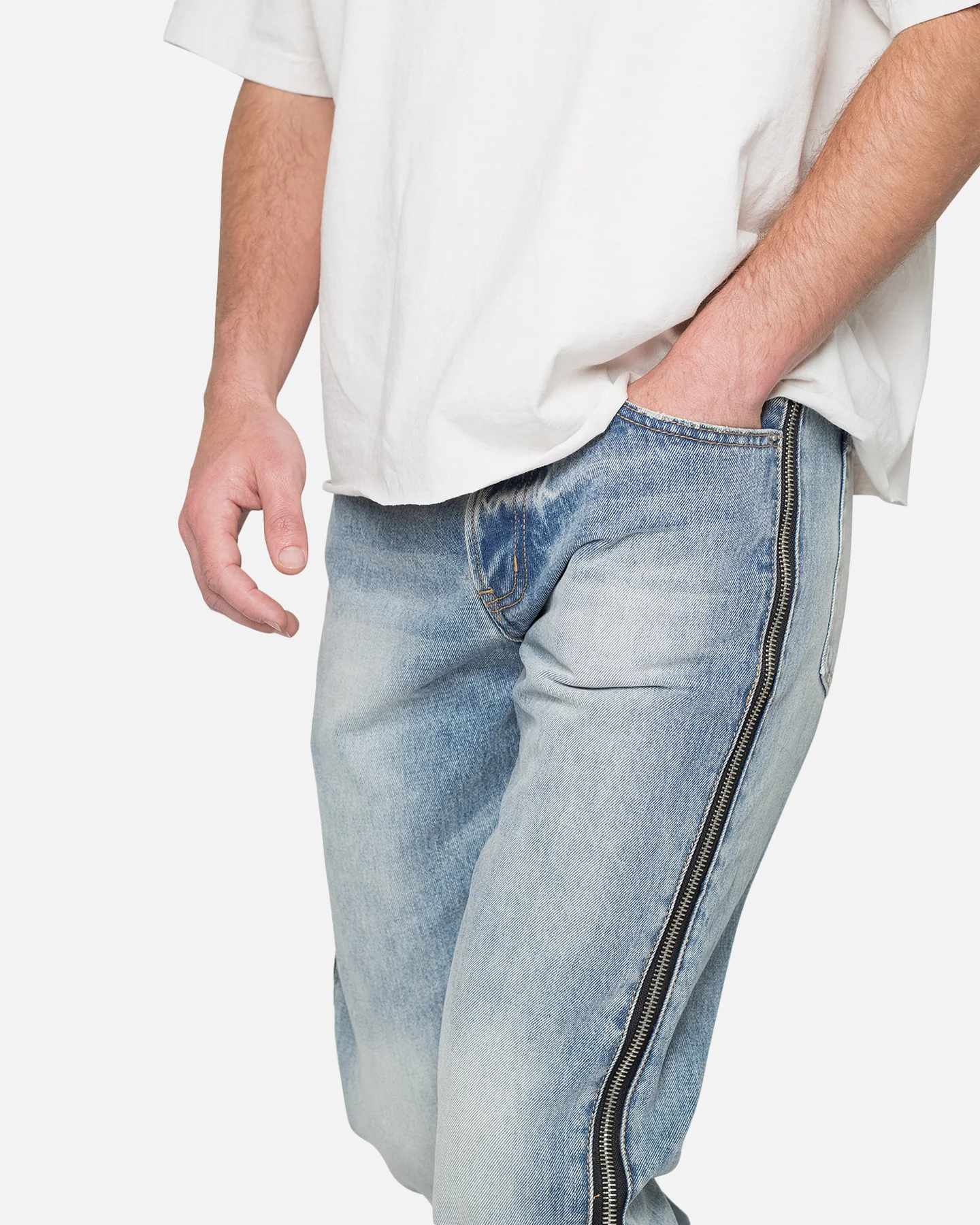 MNML D558 Straight Stripe Denim Jeans Blue - Image 5