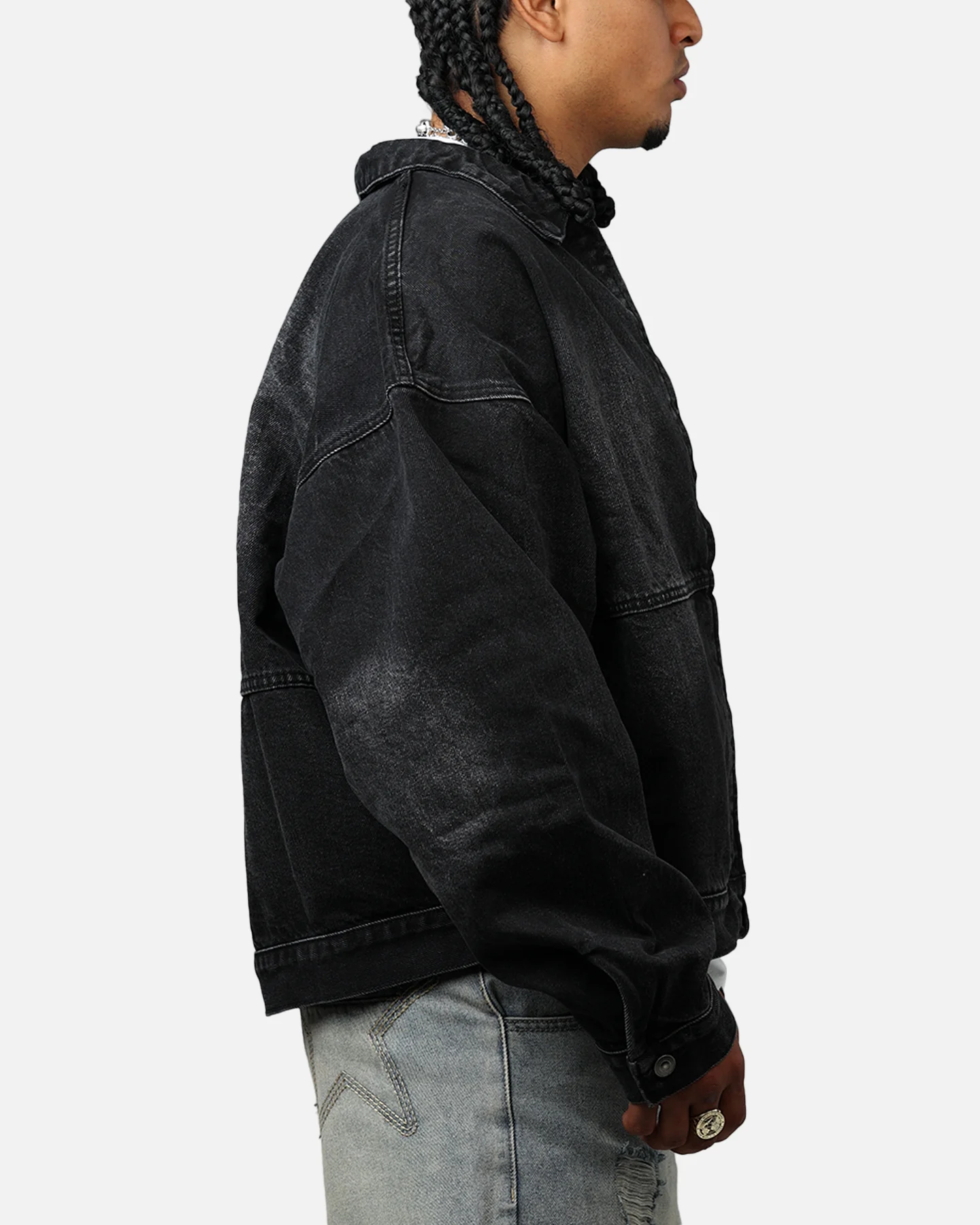MNML Denim Choir Coat Washed Black - Image 4