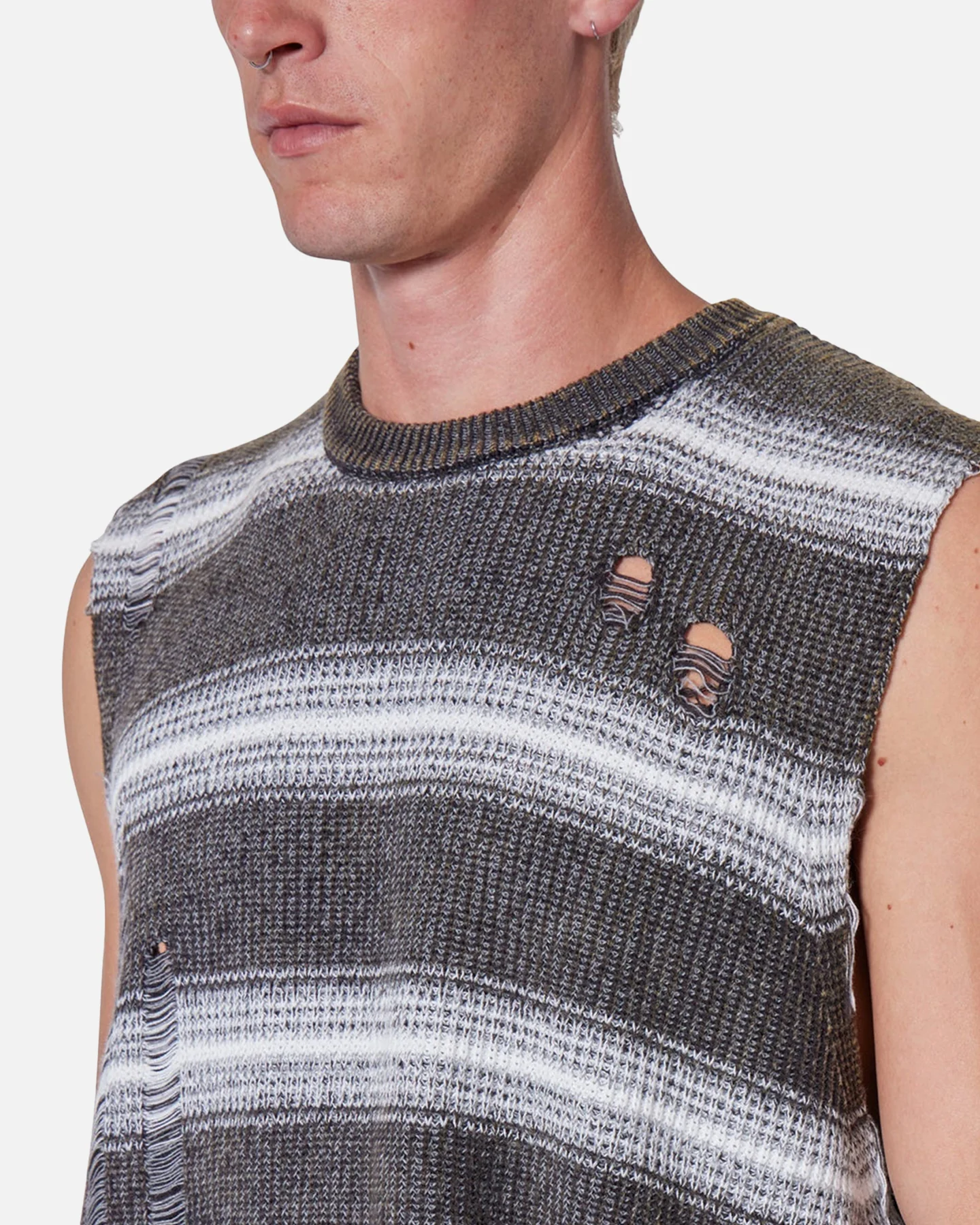 MNML Destroyed Pullover Shirt Black/White - Image 5