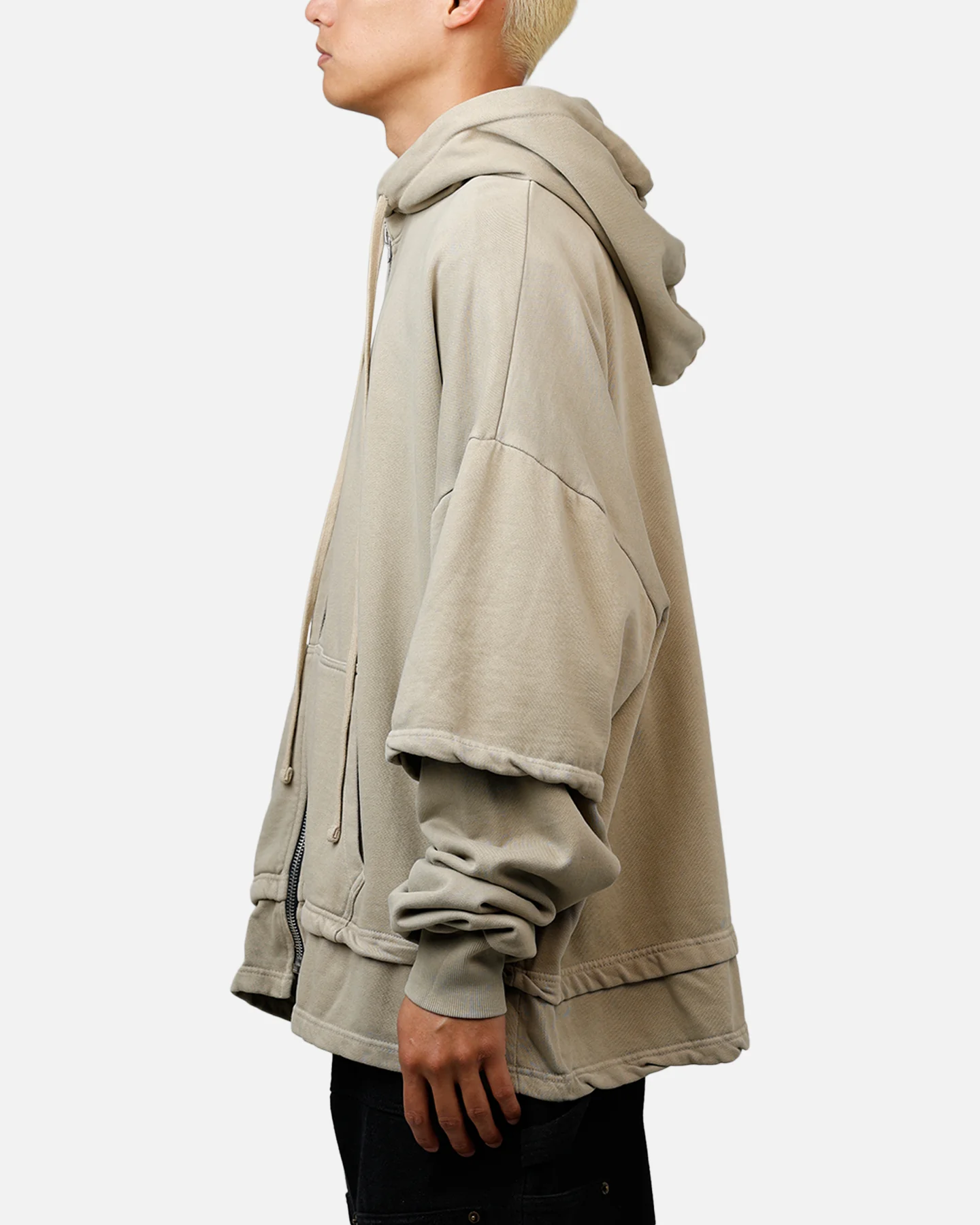MNML Double Layer Zipper Sweater Washed Earth - Image 5