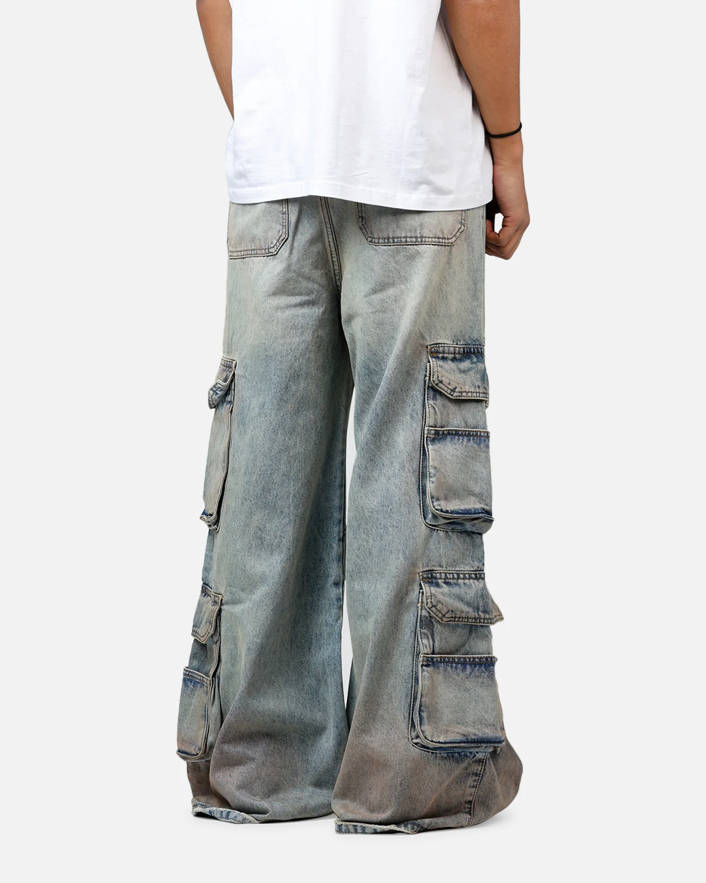 MNML Dune Double Cargo Denim Pants Blue/Red - Image 3