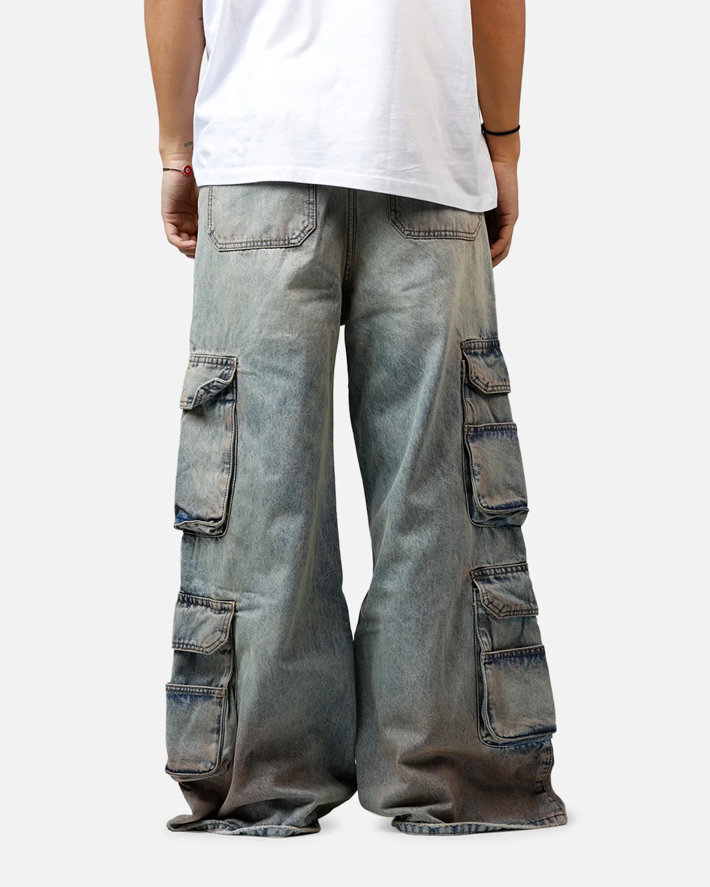 MNML Dune Double Cargo Denim Pants Blue/Red - Image 5