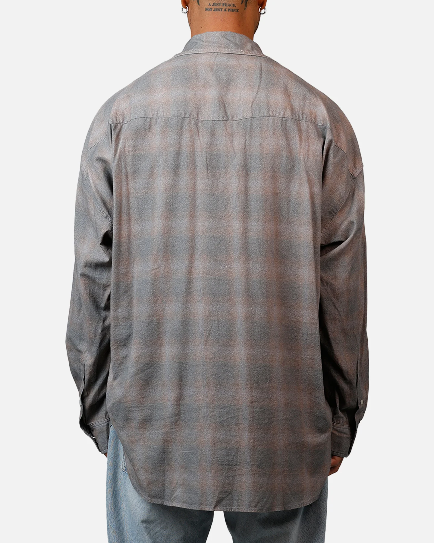 MNML Faded Print Flannel Shirt Grey - Image 2