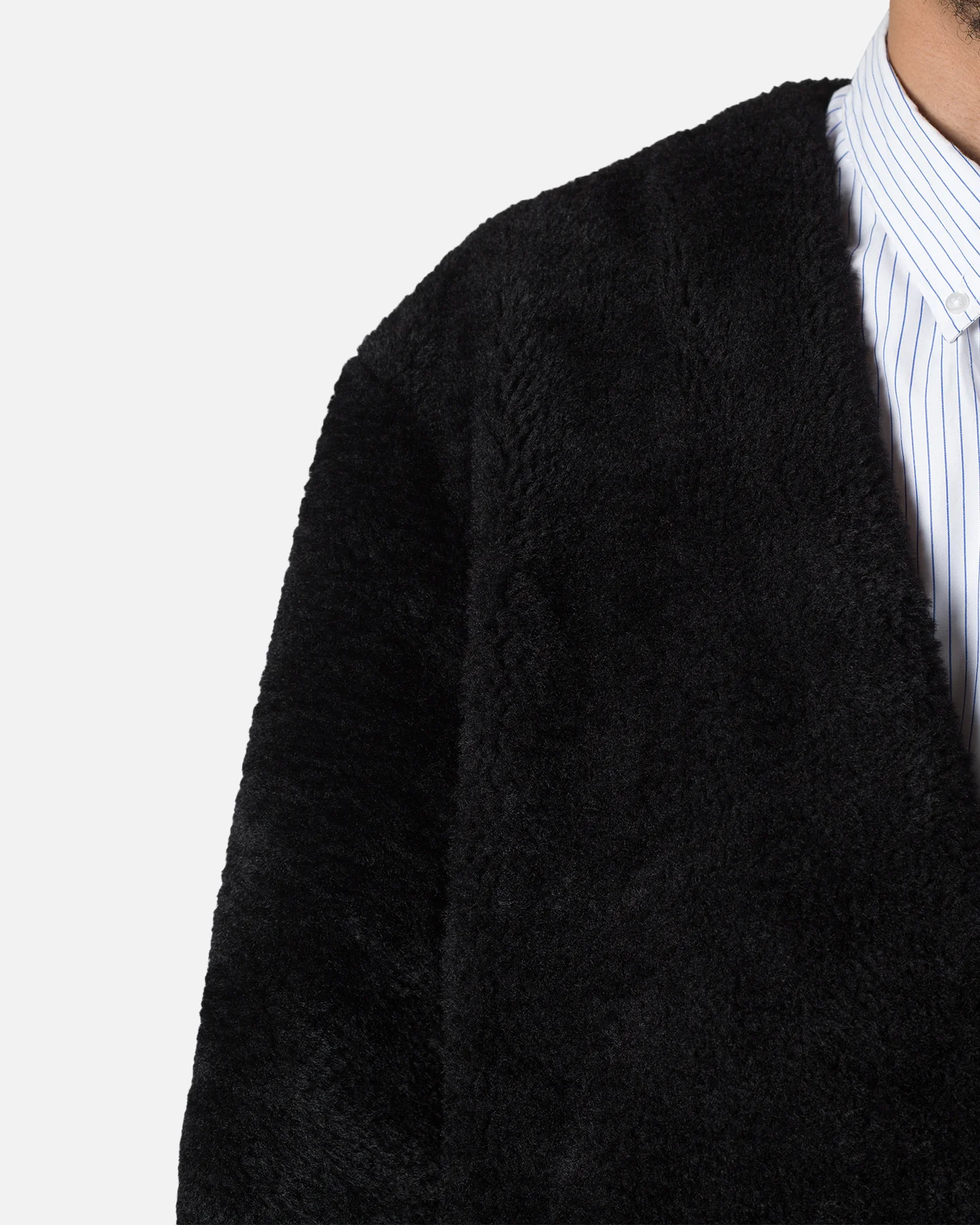 MNML Faux Fur Coat Black - Image 5