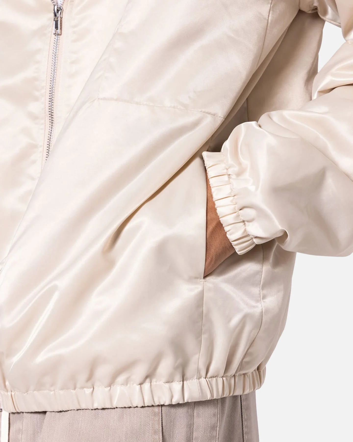 MNML Full Zip Paneled Fight Jacket Stone - Image 5