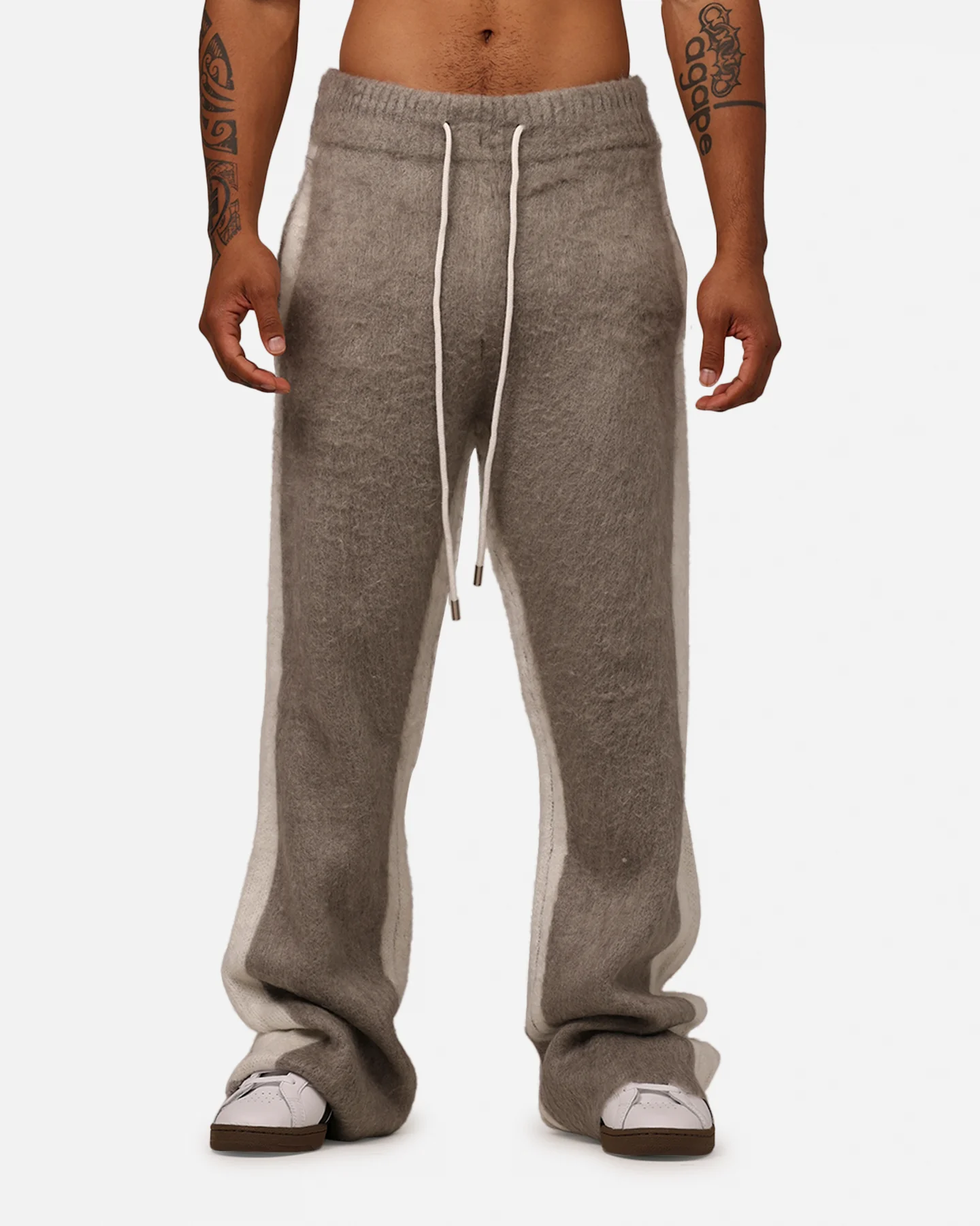 MNML Fuzzy Stripe Sweatpants Grey - Image 6