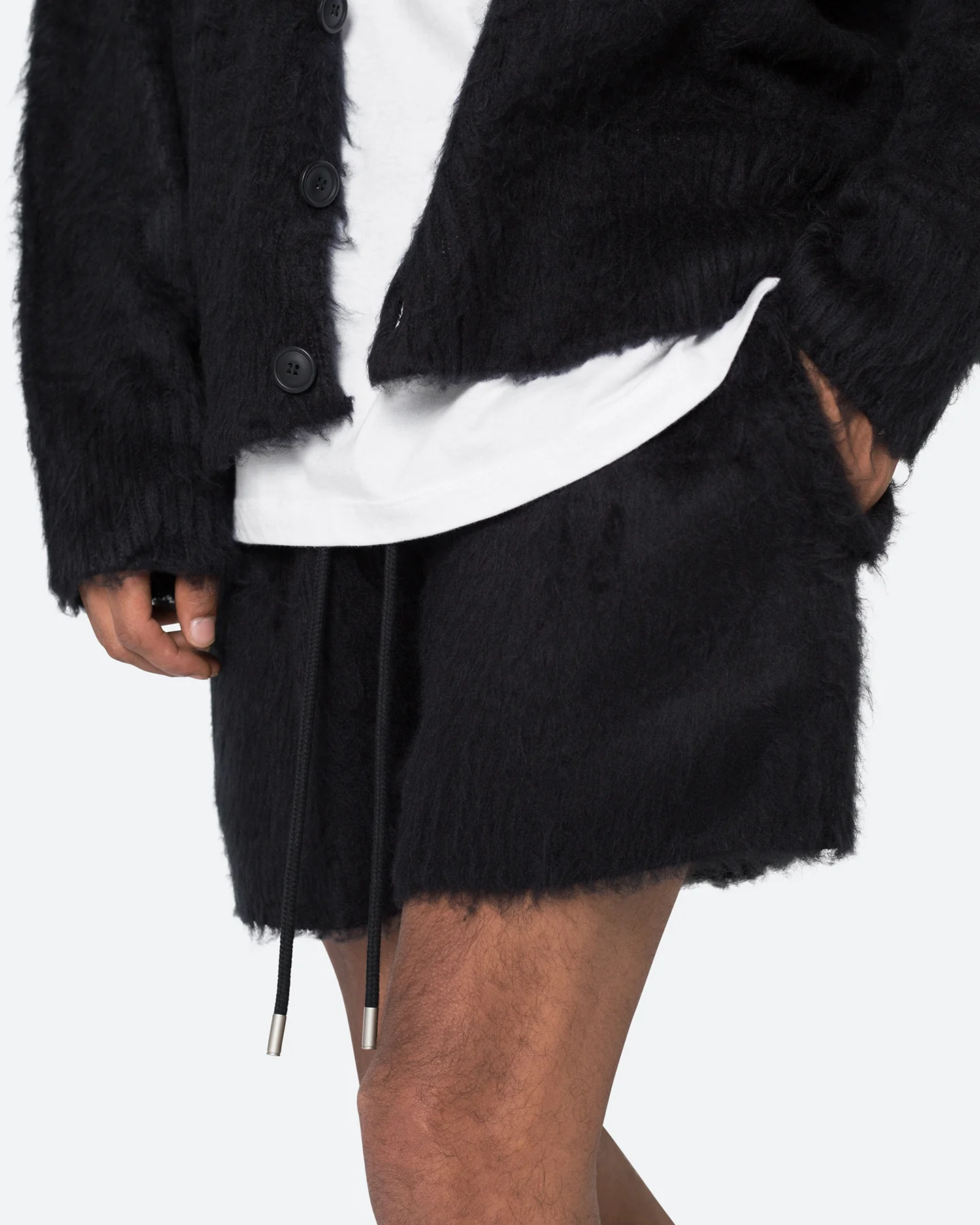 MNML Fuzzy Sweat Shorts Black - Image 6