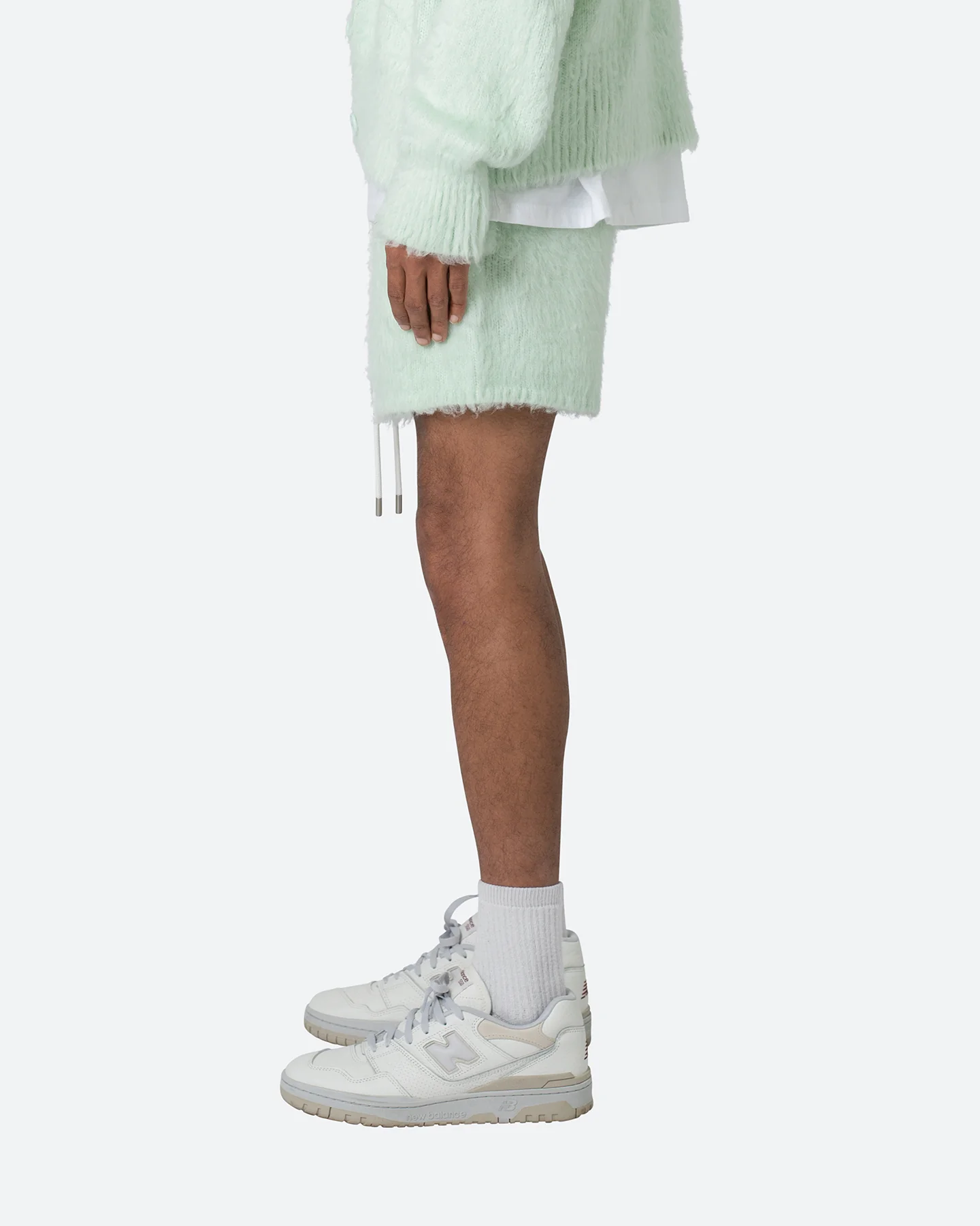 MNML Fuzzy Sweat Shorts Mint - Image 2