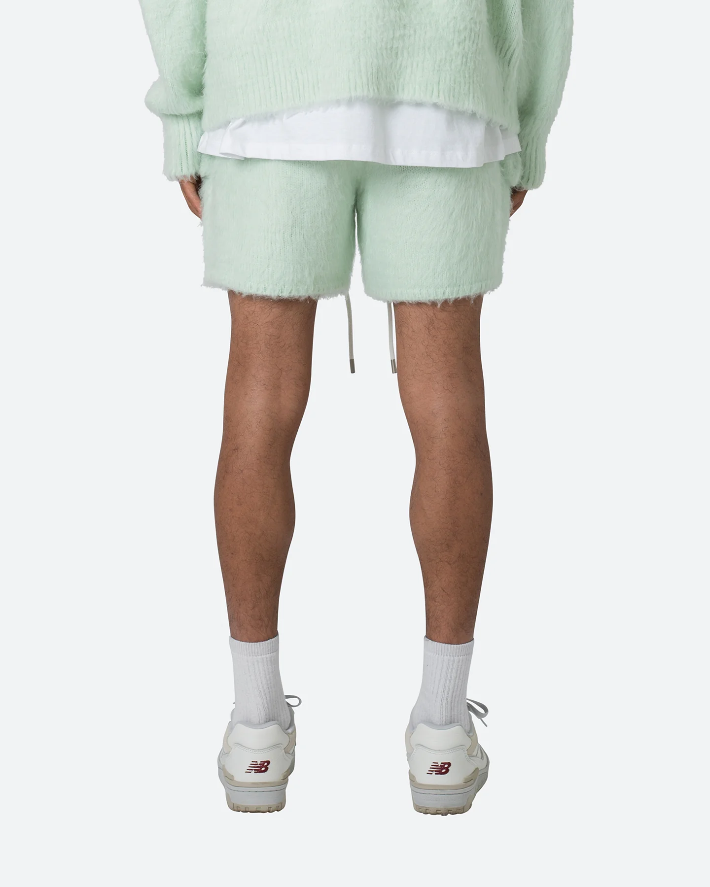 MNML Fuzzy Sweat Shorts Mint - Image 3