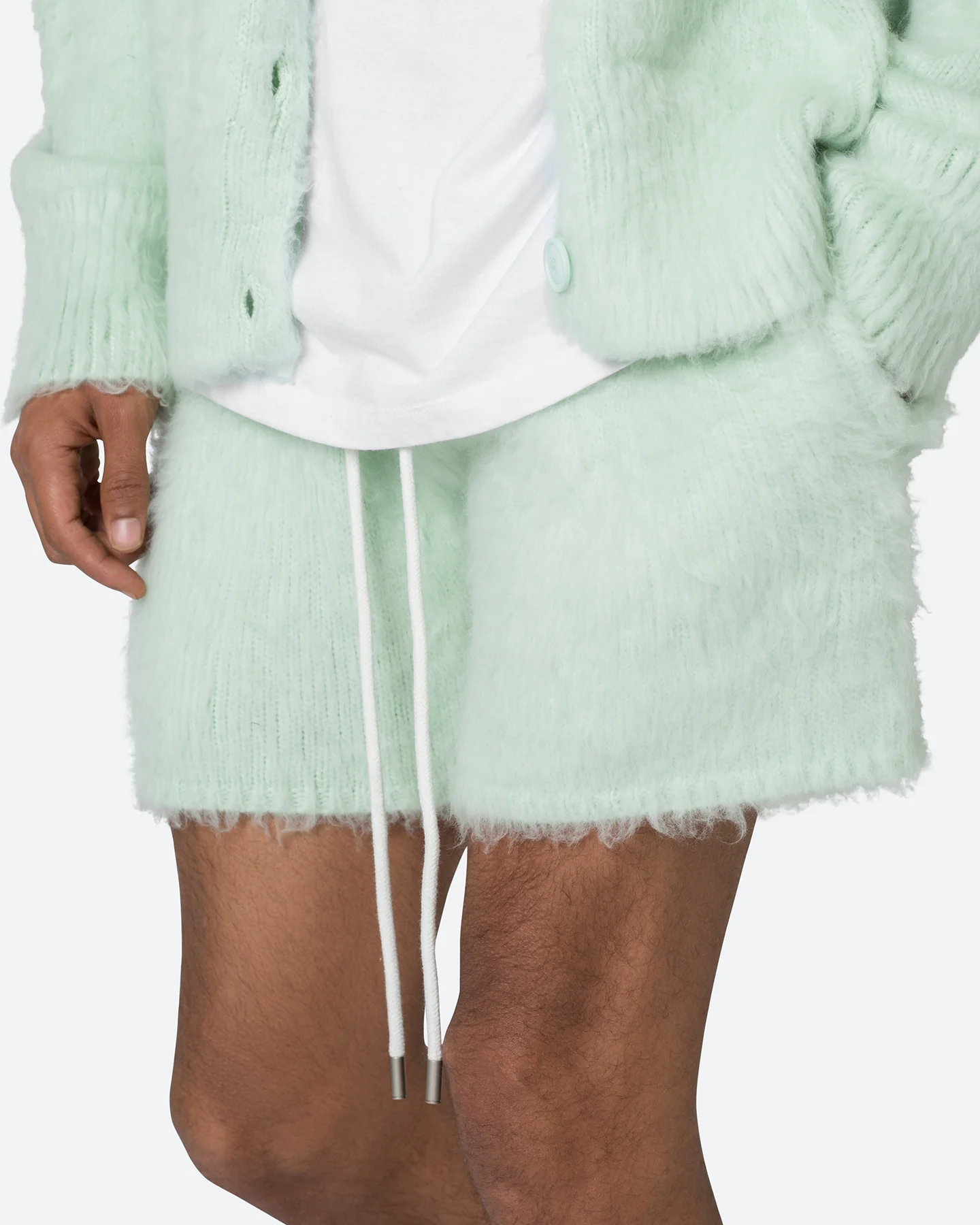 MNML Fuzzy Sweat Shorts Mint - Image 5