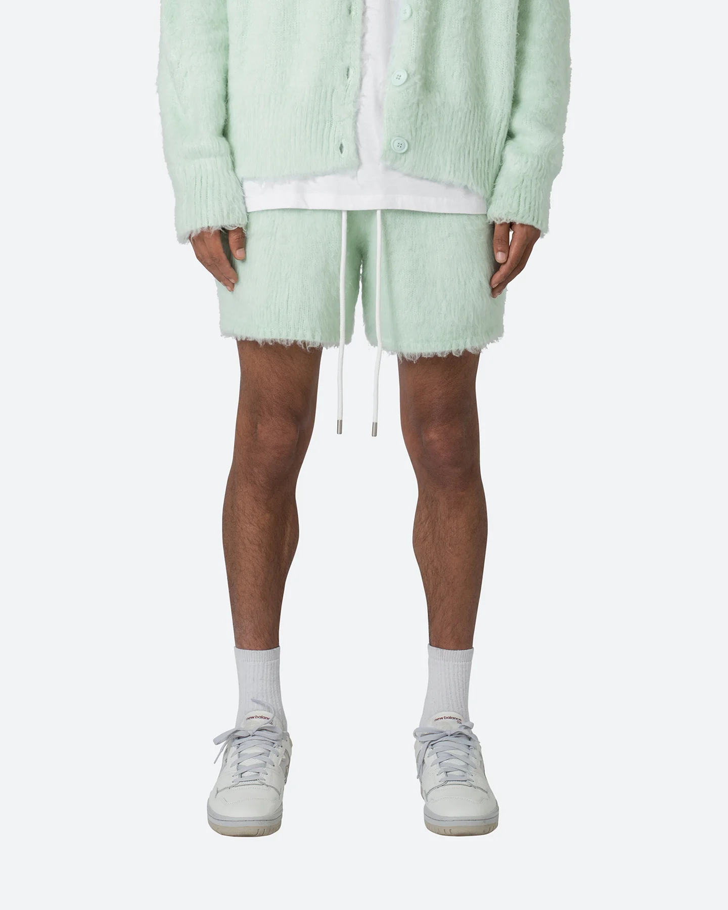 MNML Fuzzy Sweat Shorts Mint - Image 7