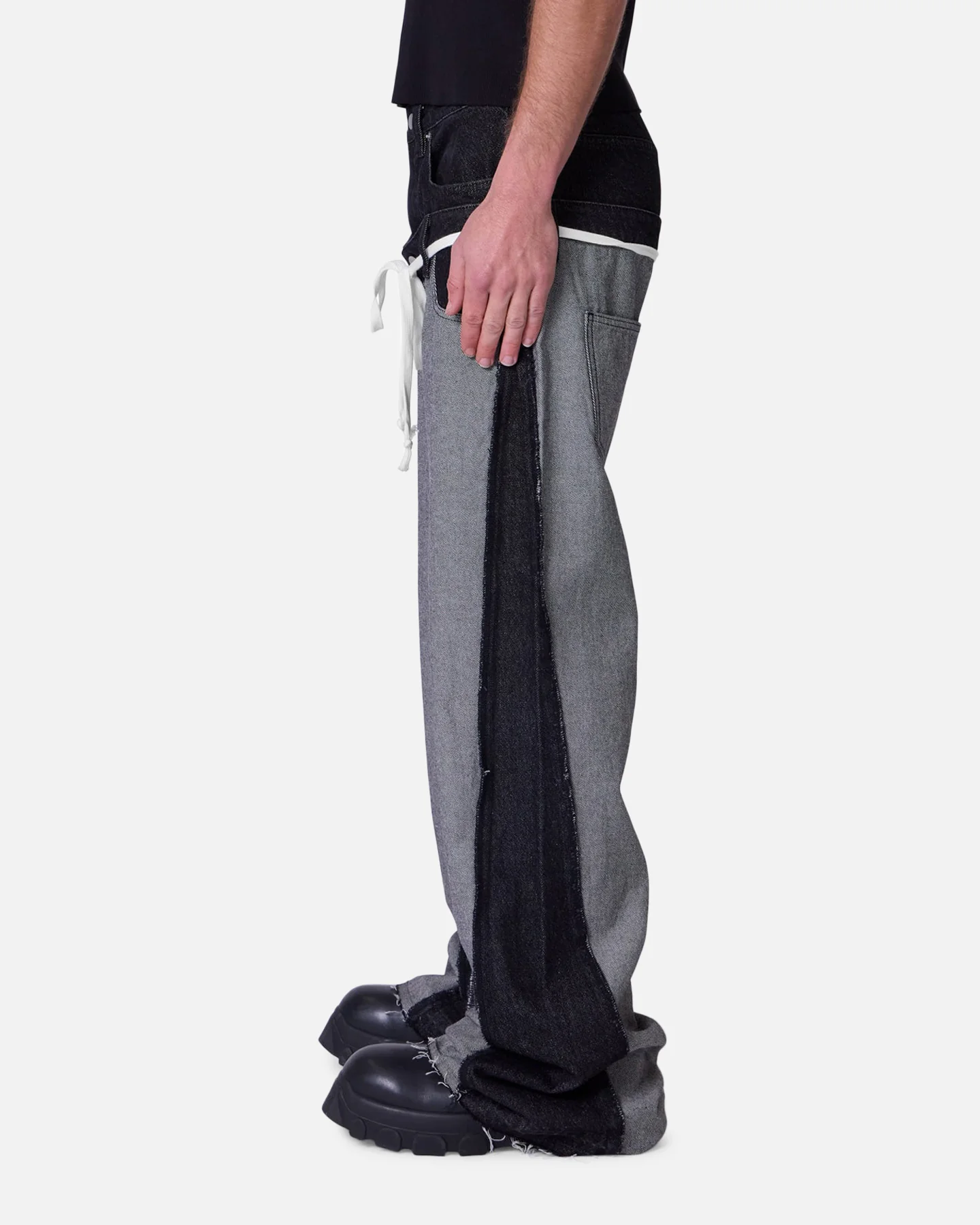 MNML Inside Out Slip Off Denim Pants Washed Black - Image 3