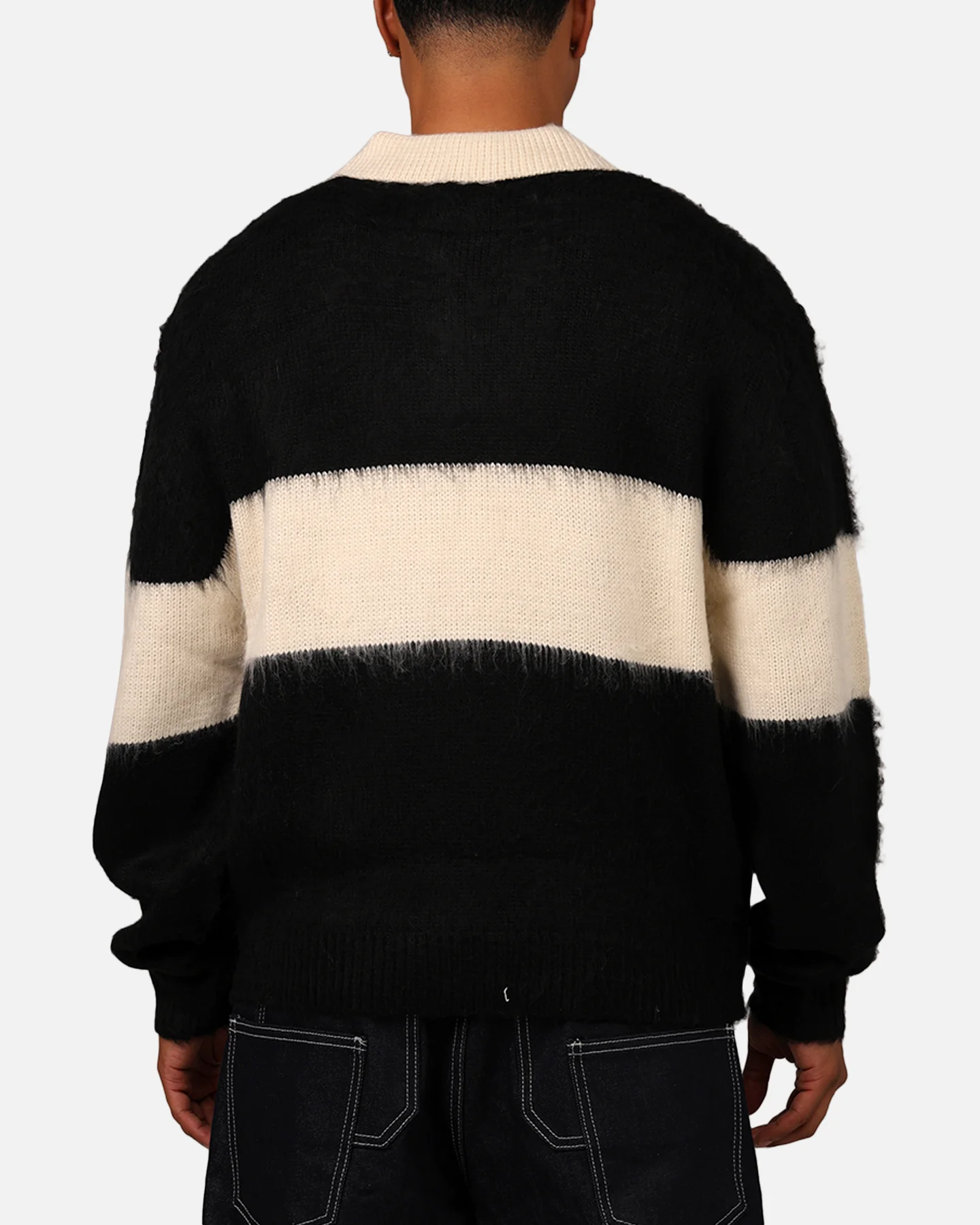 MNML Mohair Rugby Sweater Black/White - Image 2