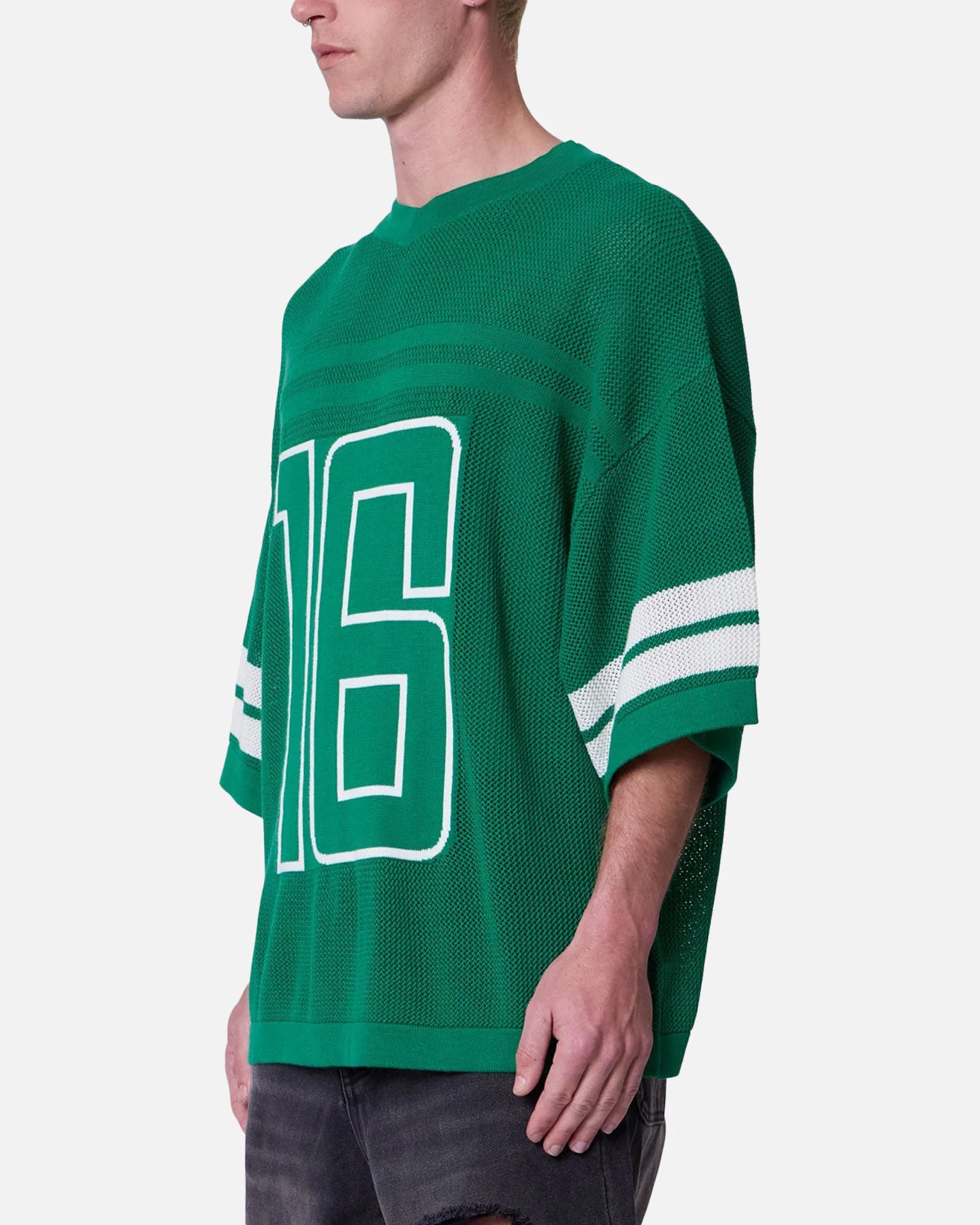 MNML Open Knit Varsity Jersey Kelly Green - Image 2
