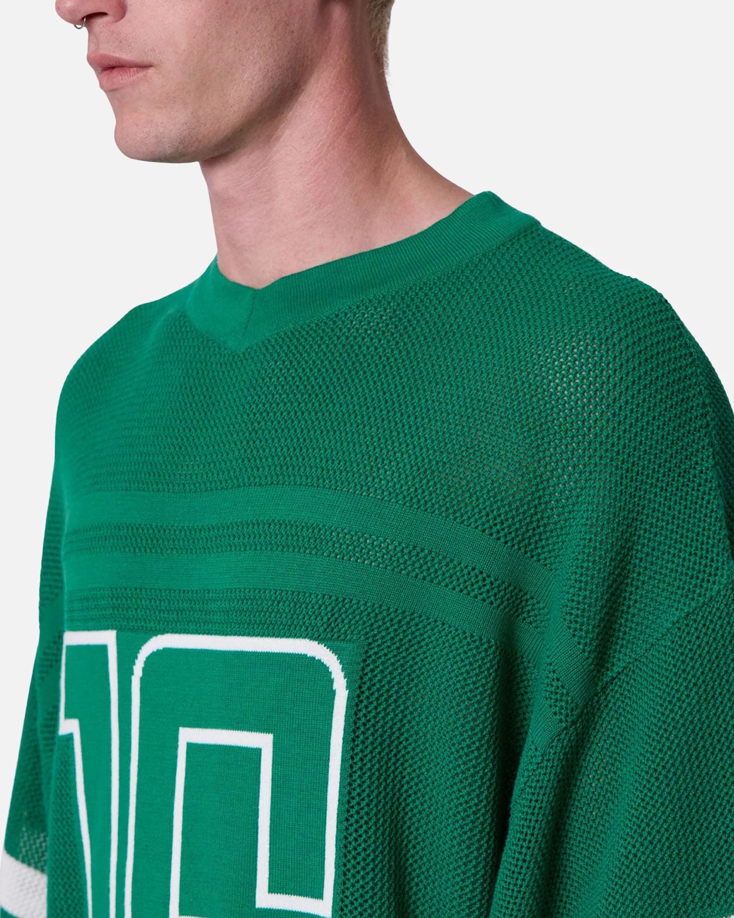 MNML Open Knit Varsity Jersey Kelly Green - Image 6