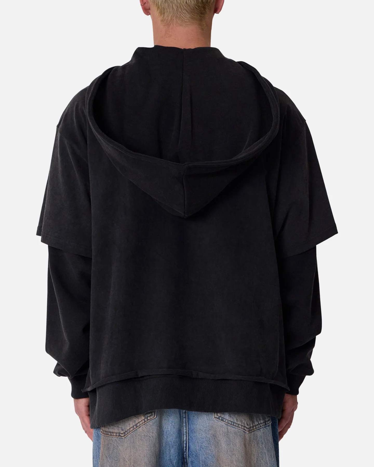 MNML Over Tee Layered Hoodie Washed Black - Image 2