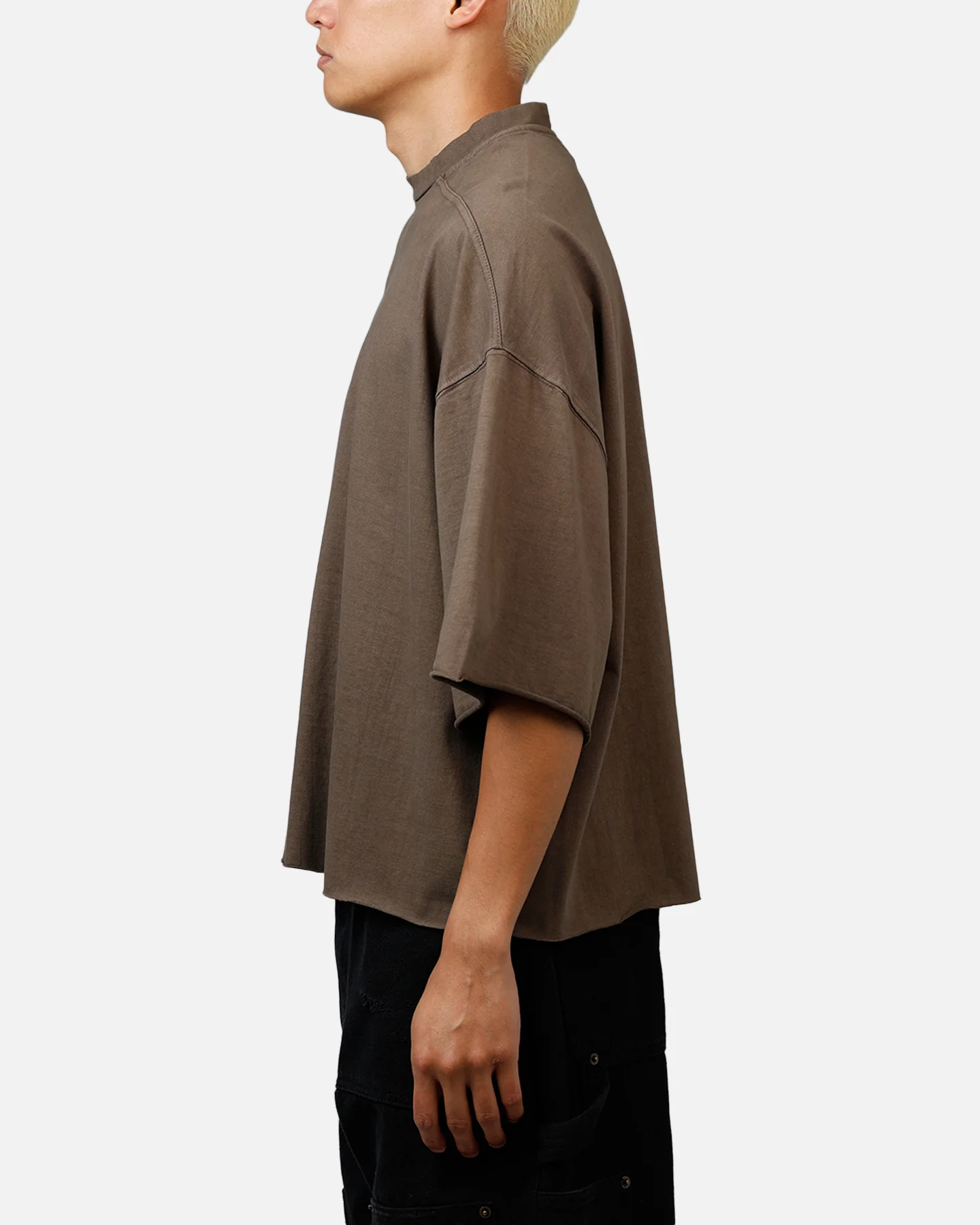 MNML Oversized Raw Hem T-Shirt Muddy Grey - Image 5
