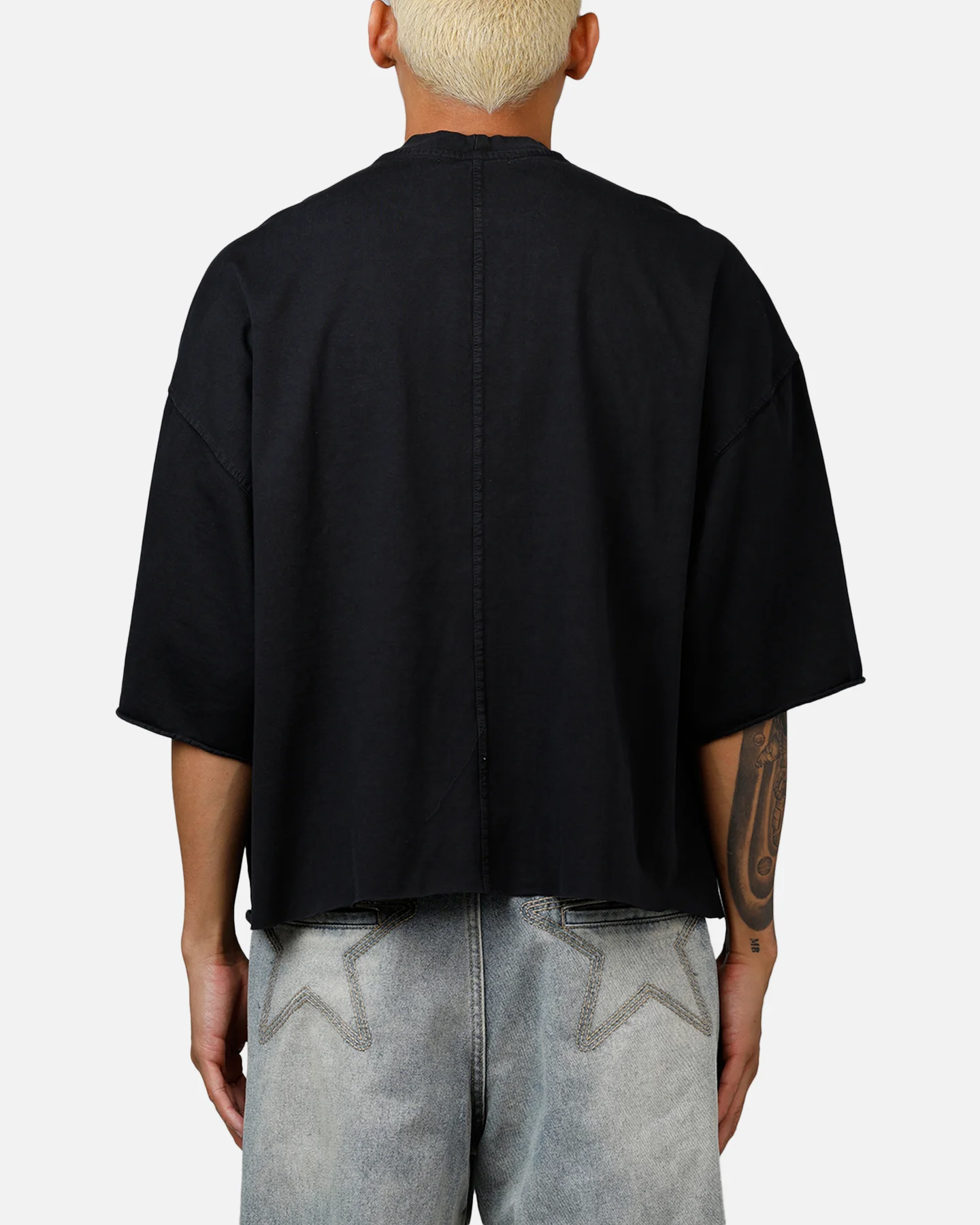 MNML Oversized Raw Hem T-Shirt Washed Black - Image 2