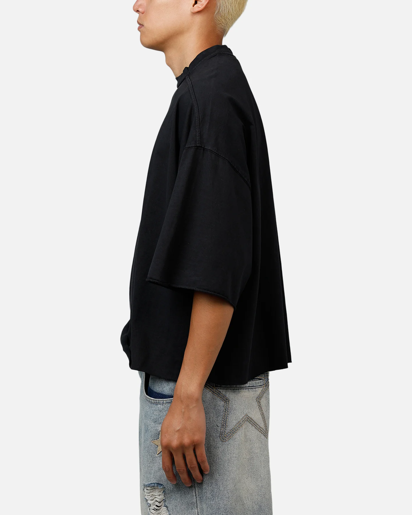 MNML Oversized Raw Hem T-Shirt Washed Black - Image 5
