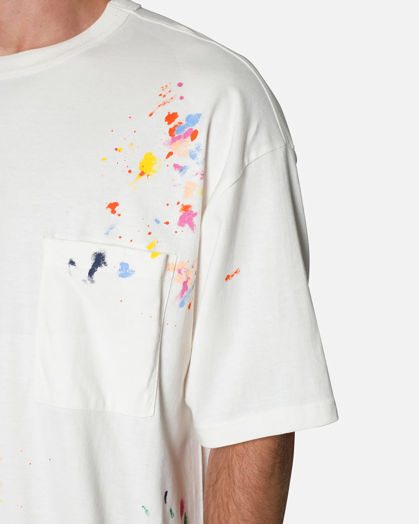 MNML Paint Splatter T-Shirt Off White - Image 6