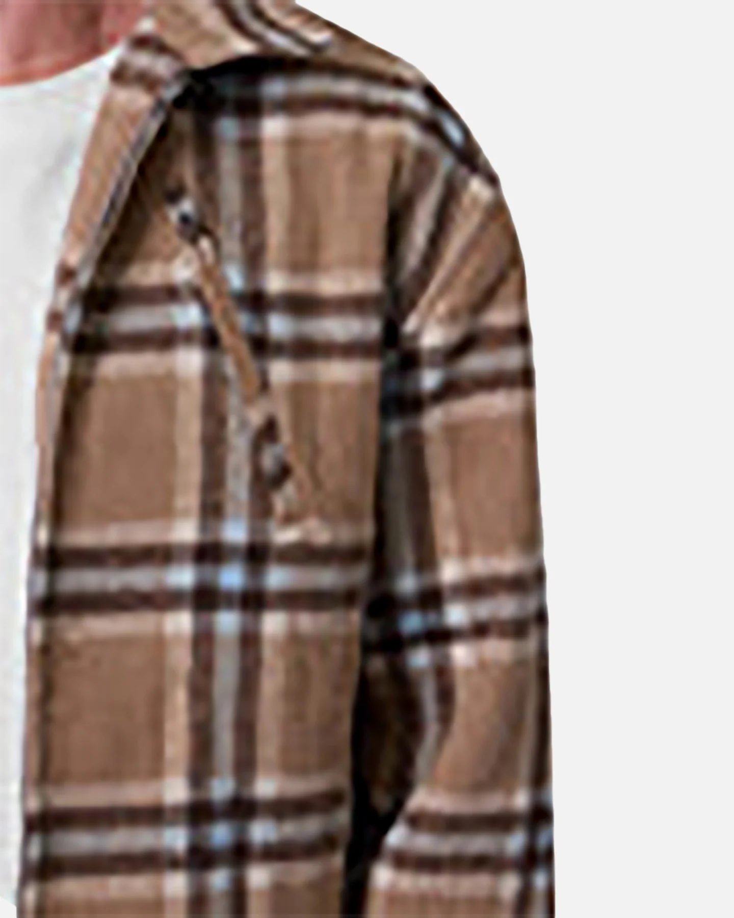MNML Plaid Flannel Front Zip Jacket Brown/Cream - Image 5