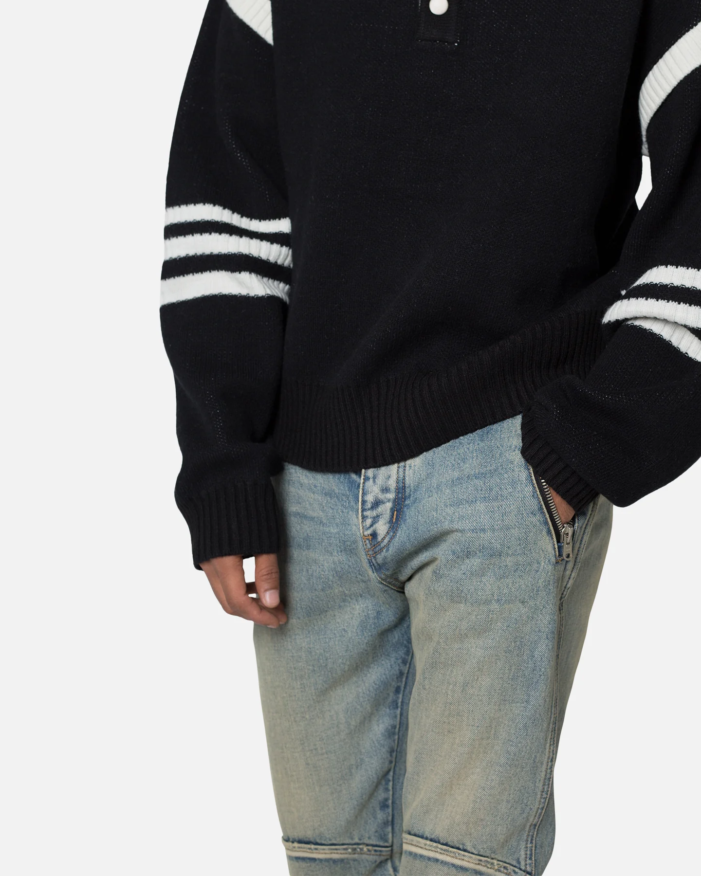 MNML Polo Knit Sweater Black/White - Image 5